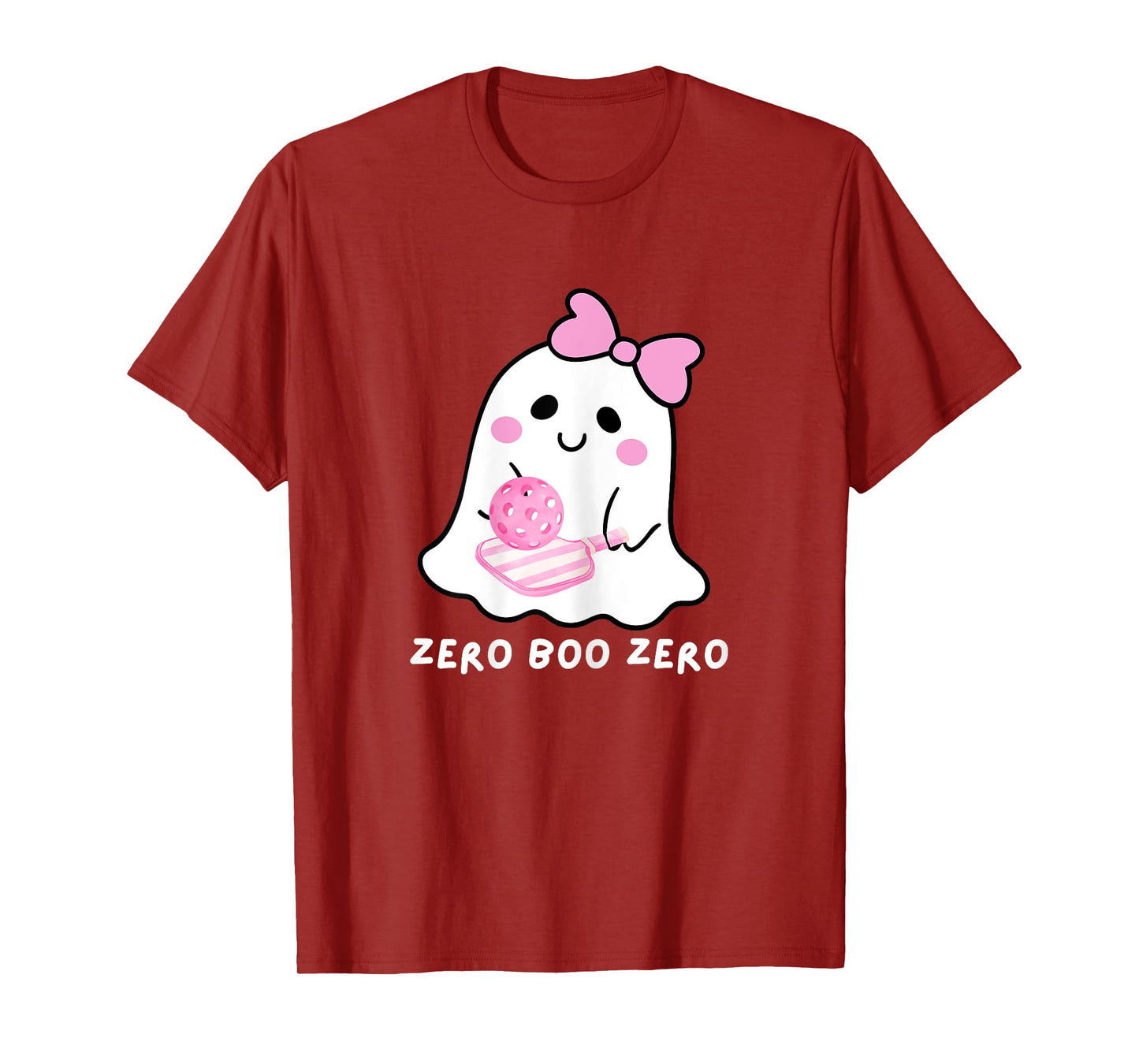 Preppy Pickleball Halloween Pickle-Boo Ghost Pastel Pink T-Shirt