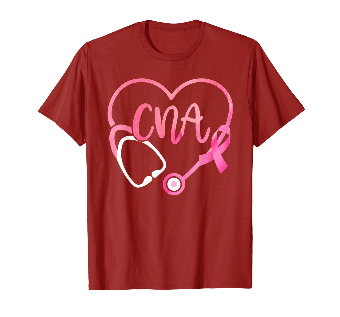 CNA Heart Stethoscope Pink Ribbon Breast Cancer Awareness T-Shirt