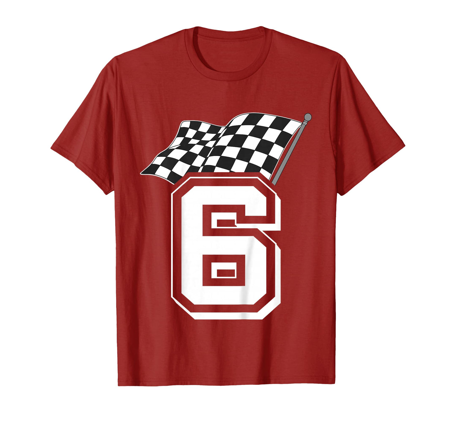 Kids Birthday Boy 6 Racing Flag 6th Birthday Race Car T-Shirt