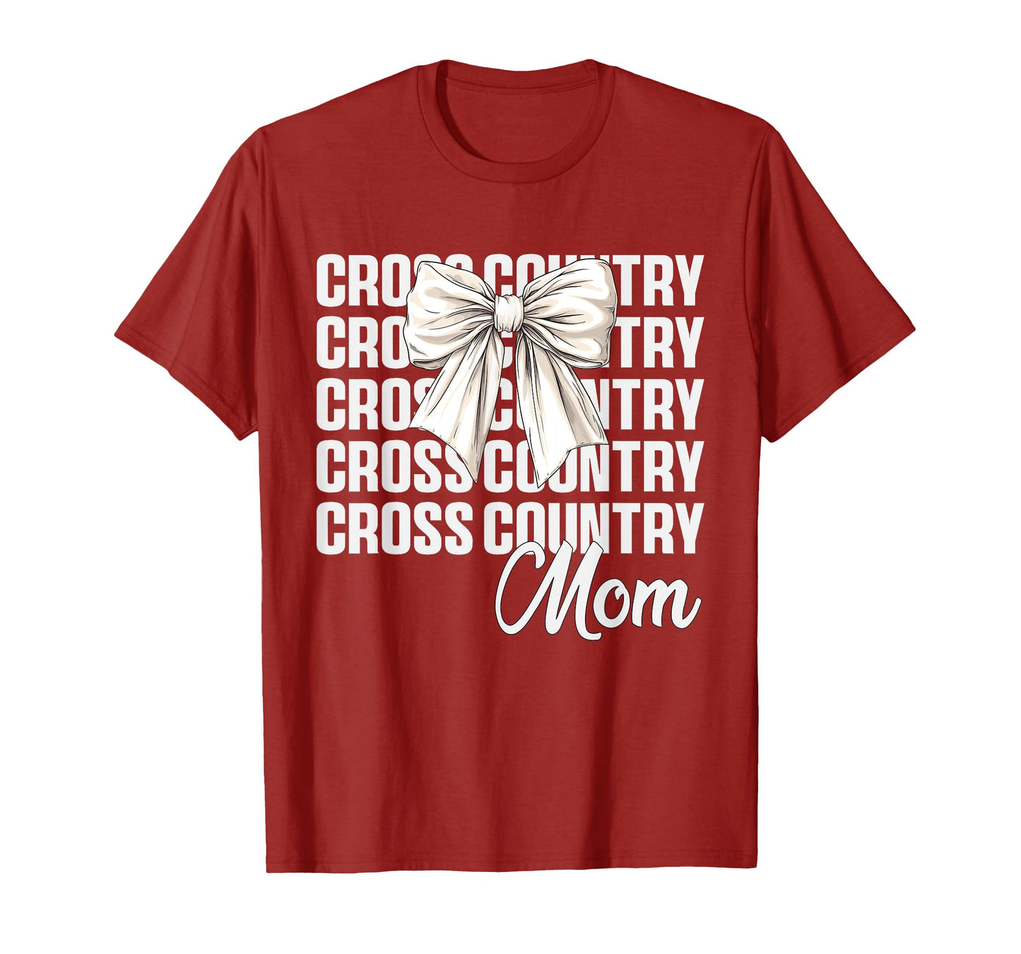 Cross Country Mom Coquette Bow Cute XC Lovers Mothers Day T-Shirt