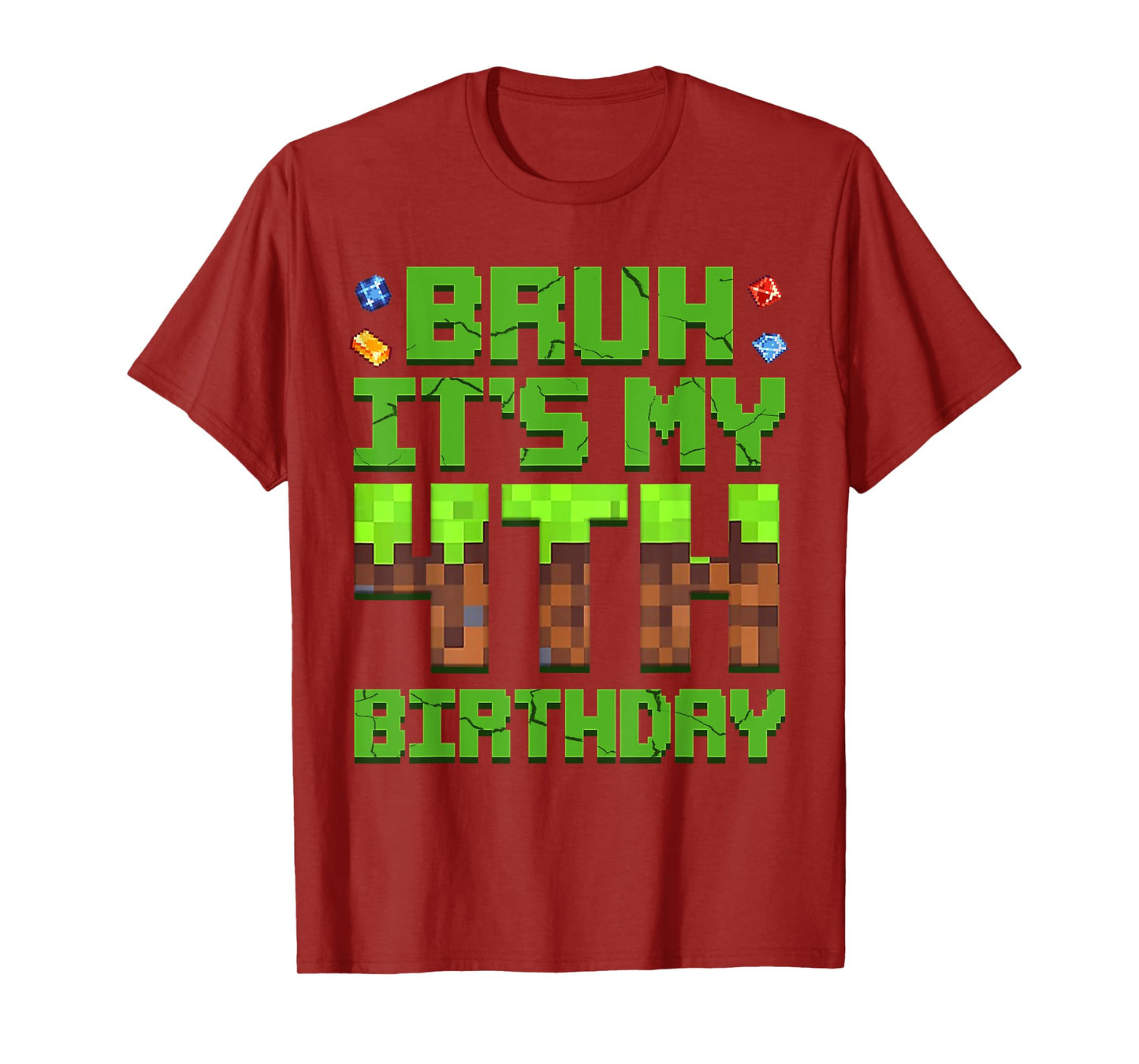 Boy Kids Bruh It's My 4th Birthday Birthday Boy Game Pixel T-Shirt