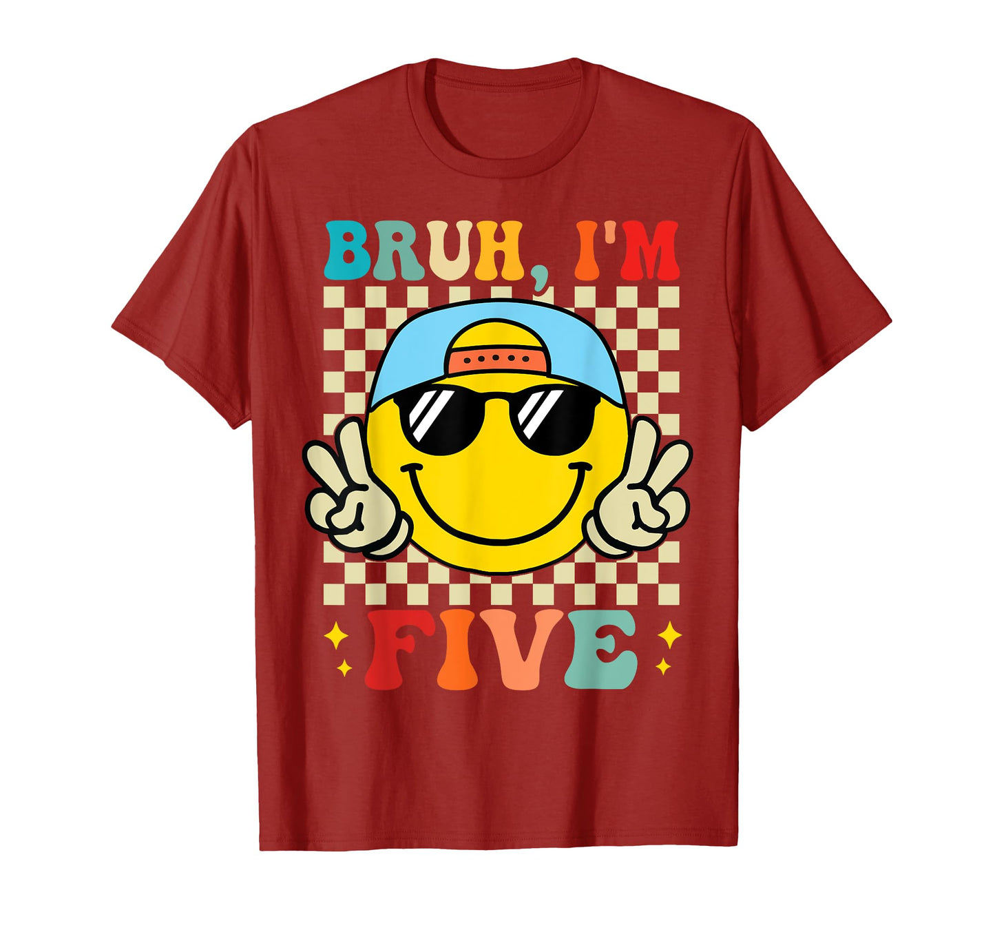 Bruh I'm Five 5 5th Birthday Groovy Boys Girls 5 Years Old T-Shirt