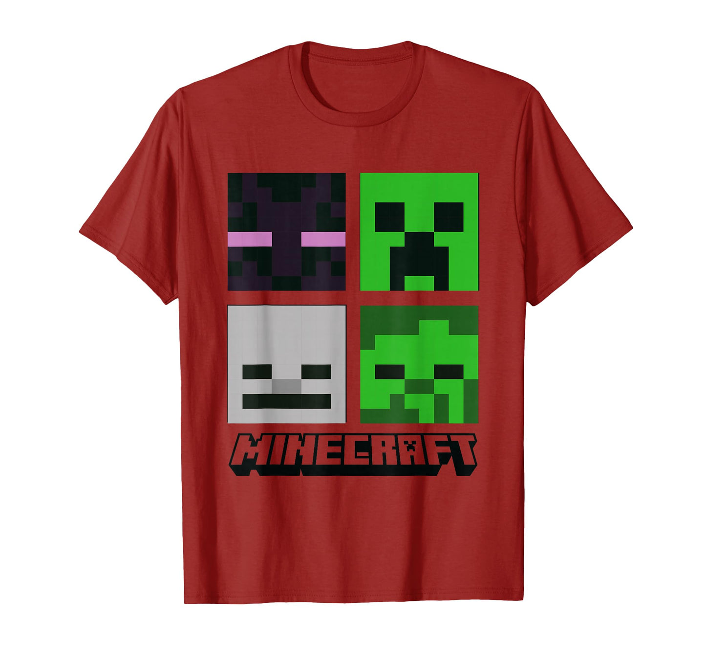 Minecraft Creeper Enderman Ghast Zombie Pixel Art Faces T-Shirt