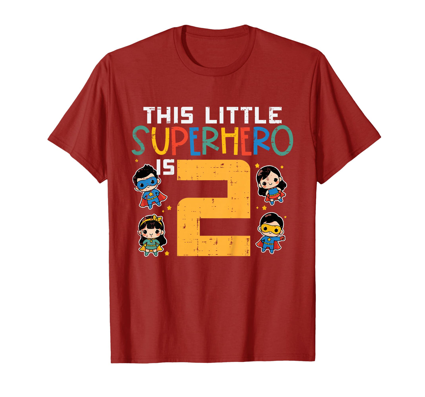 This Little Superhero Is 2 2nd Birthday Hero Bday Boys Girls T-Shirt