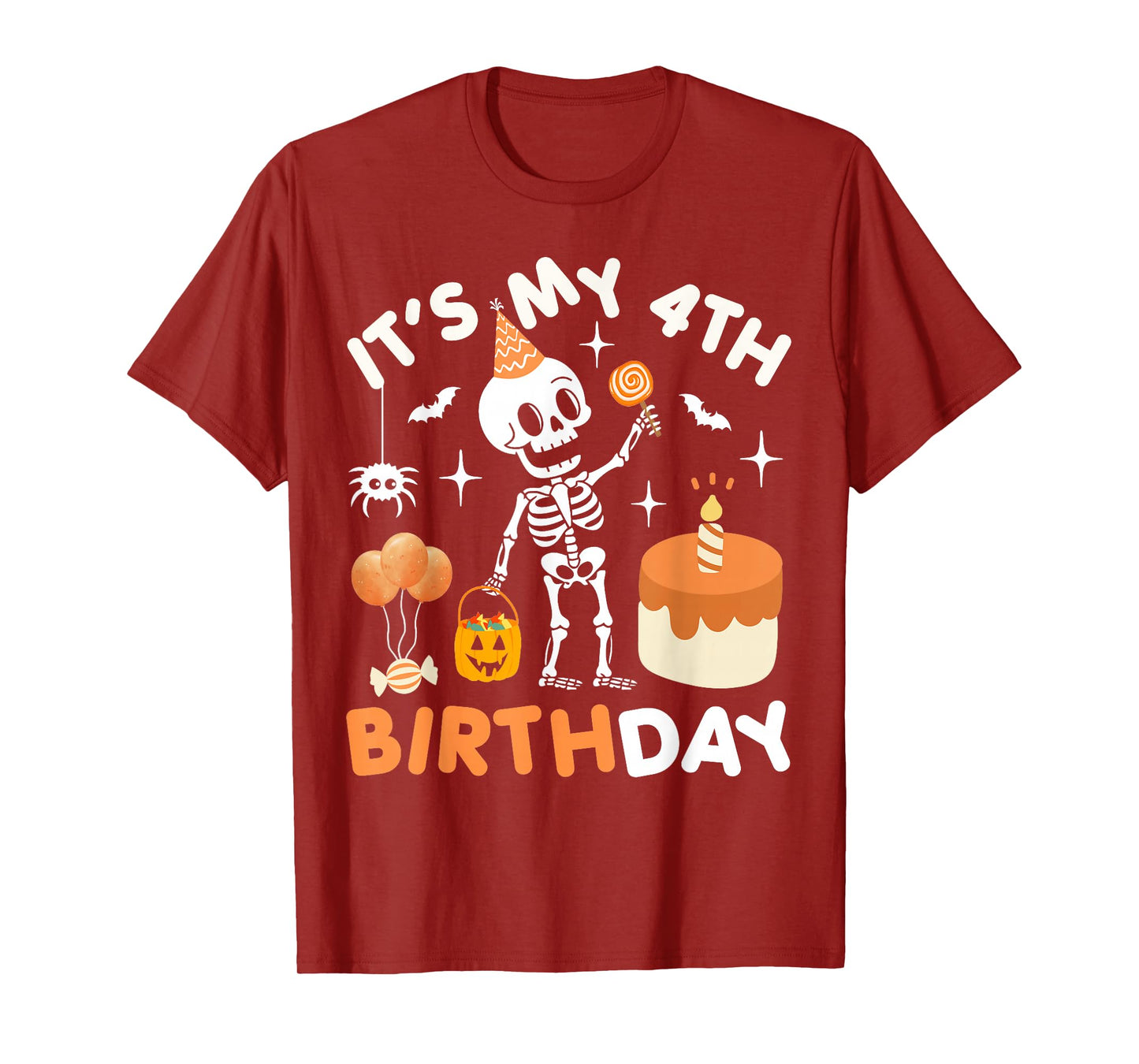It's My 4th Birthday-Funny Halloween Skeleton 4th Bday Boys T-Shirt