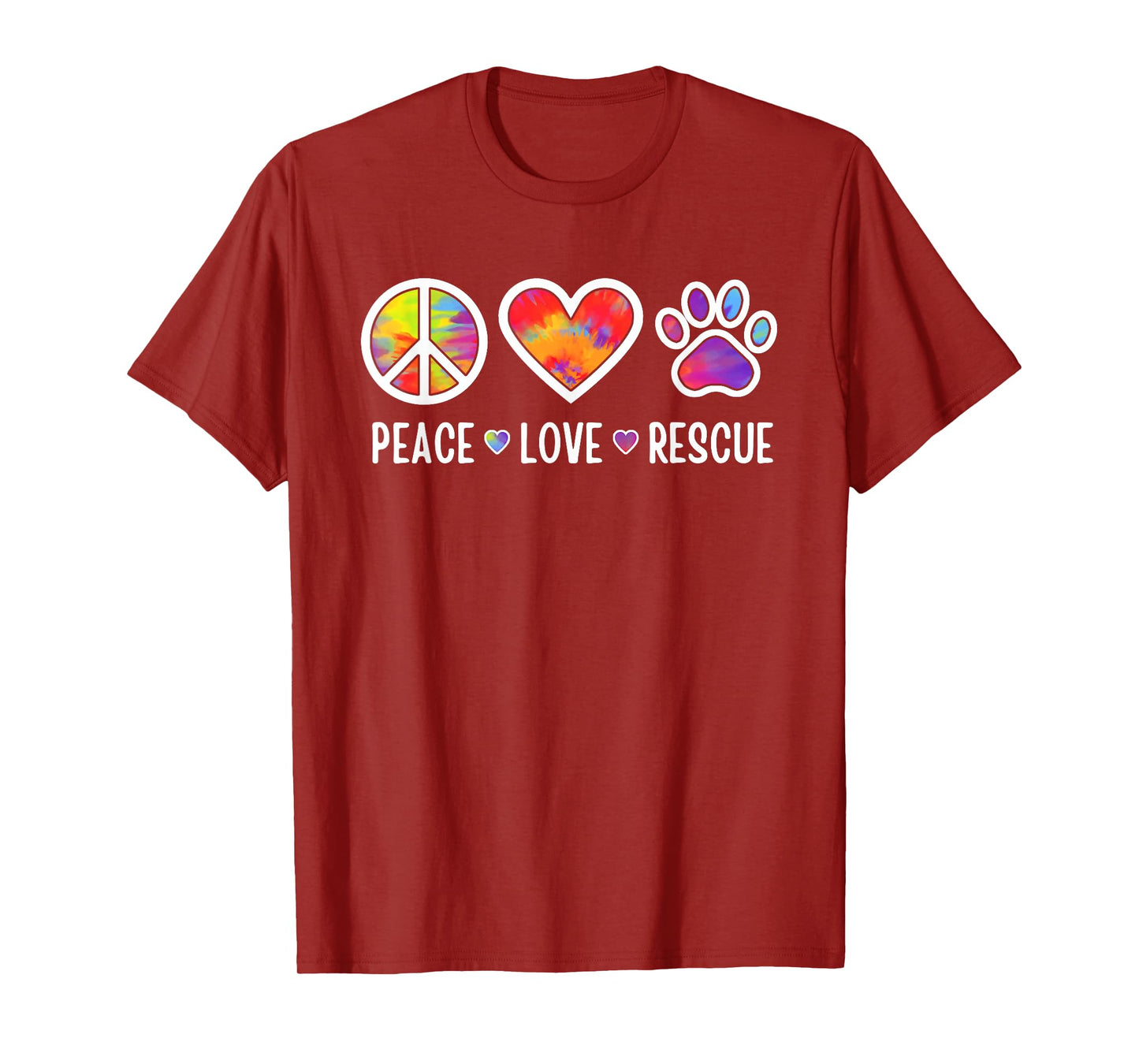 Peace Love Rescue Dogs Puppy Cute Paw Dog Lover Tie Dye T-Shirt