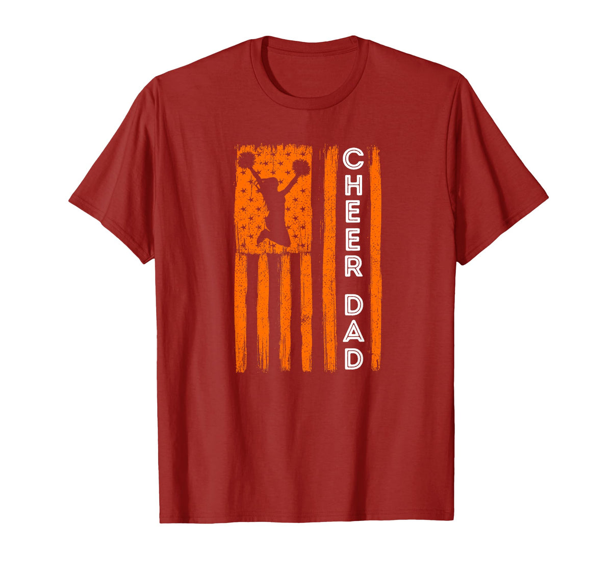 Cheer Dad Orange Cheerleading Flag T-Shirt