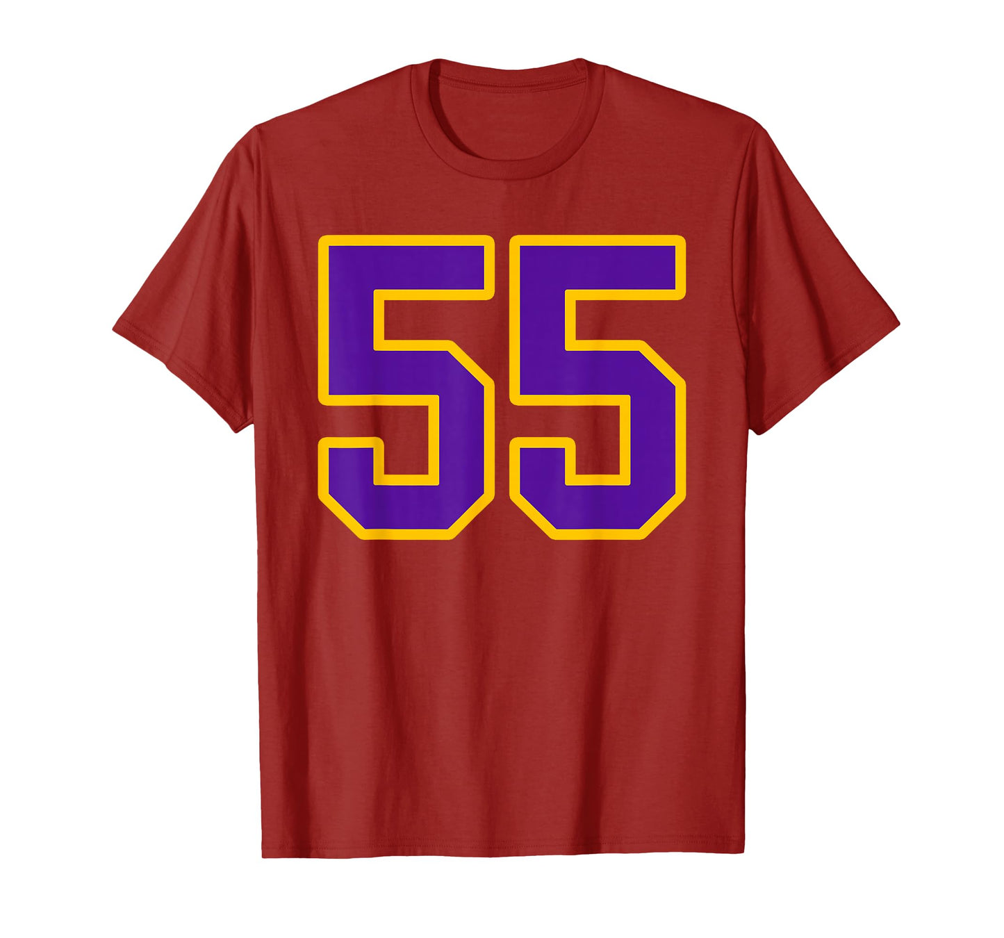 Purple and Gold Number 55 Jersey Player Uniform #55 Fan T-Shirt
