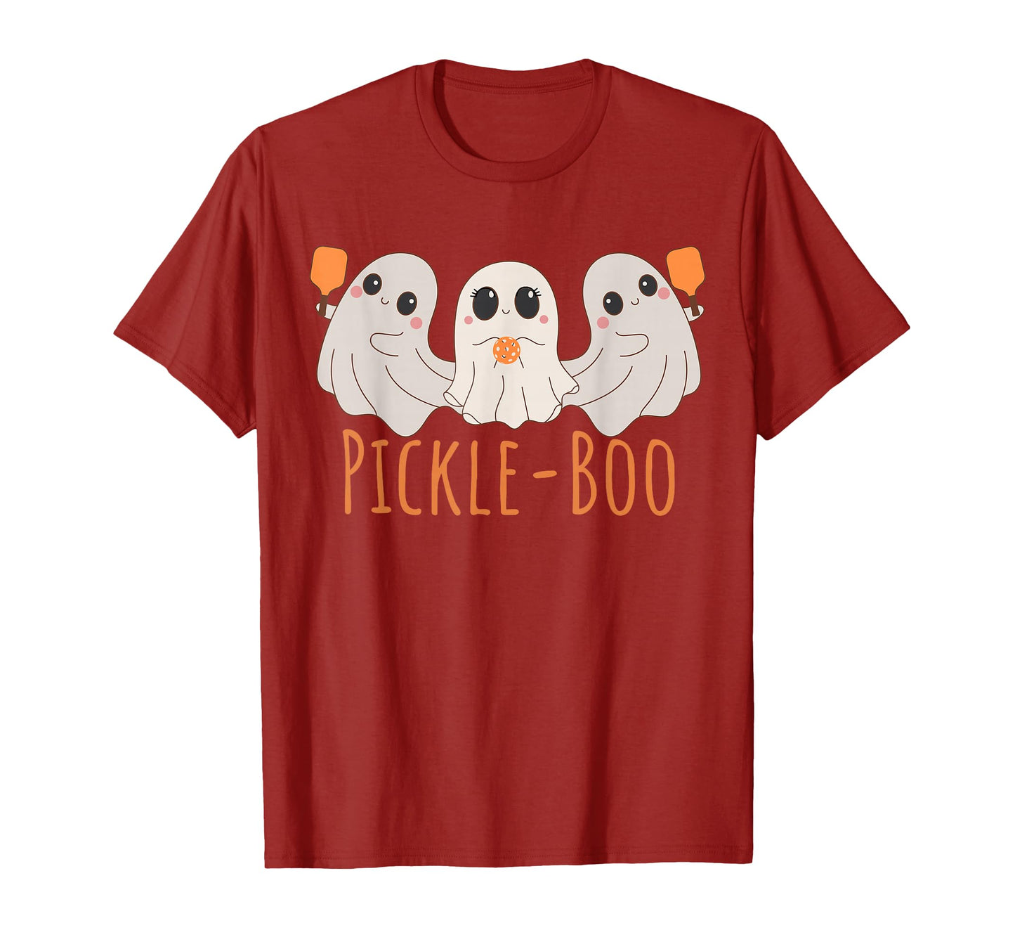 Fun Pickle-boo Ghost Playing Pickleball Halloween Paddleball T-Shirt