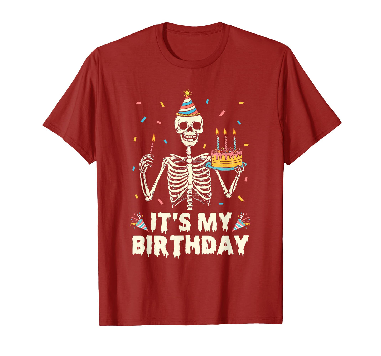 Skeleton It's My Birthday Party Happy Halloween Birthday T-Shirt