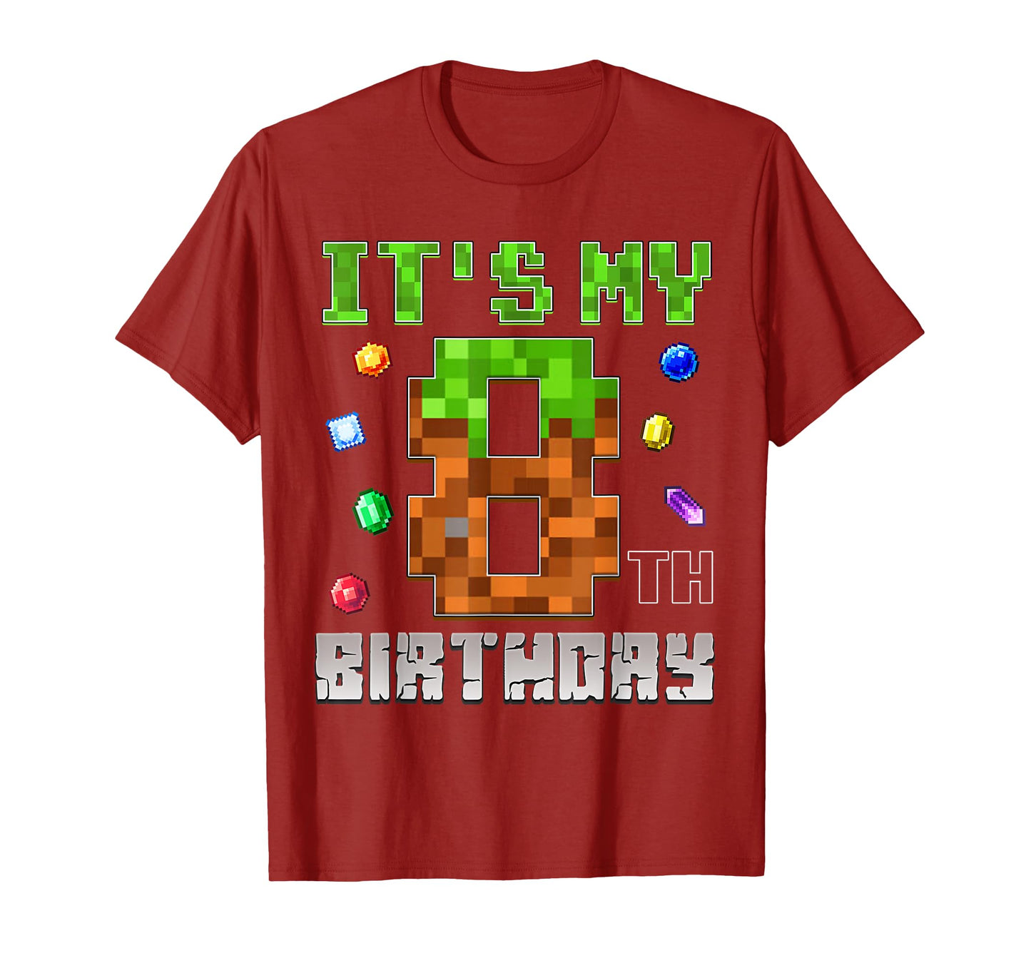 Birthday Boy Shirt It's My 8th Birthday Video Game Pixel T-Shirt