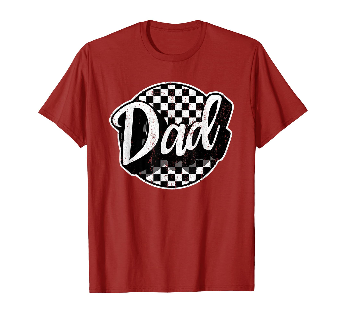 Checkered Dad Black White Funny Race Dad Father's Day T-Shirt