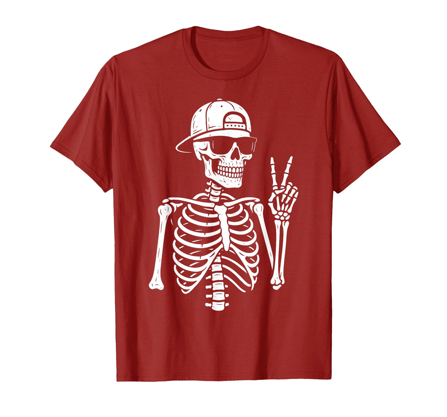 Skeleton Hand Peace Sign Retro Halloween Skeleton Hand Sign T-Shirt
