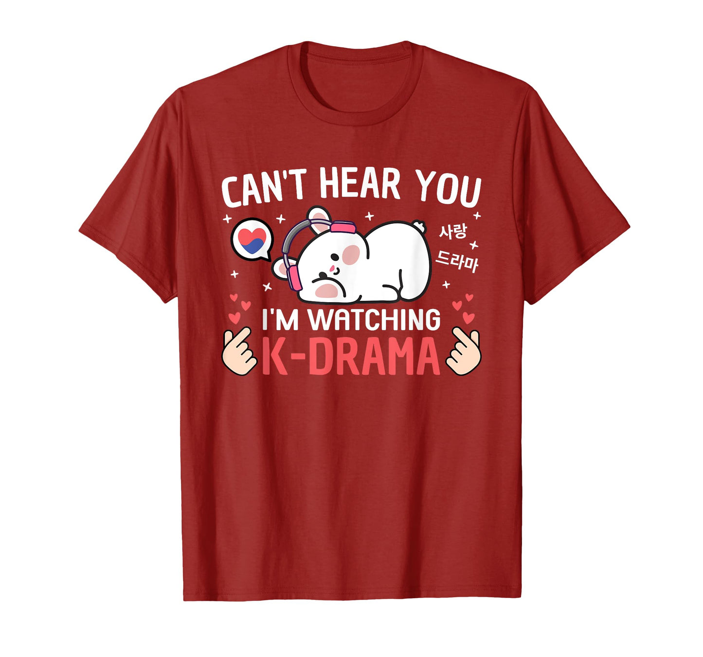 Cute Kawaii Kdrama Merch For Women Teen Girls Kids Can't Hear You I'm Watching K-Drama Rabbit Funny Korean Drama T-Shirt