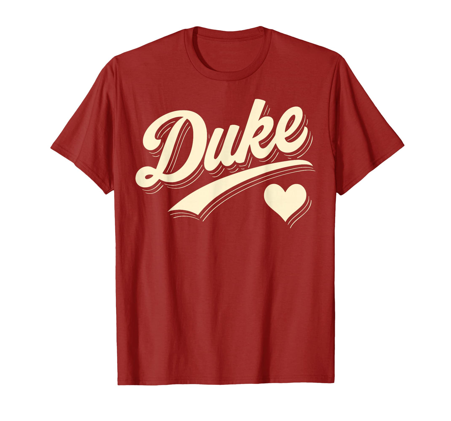Duke Retro Script Heart Gift for Men Women Kid Boy Girl T-Shirt