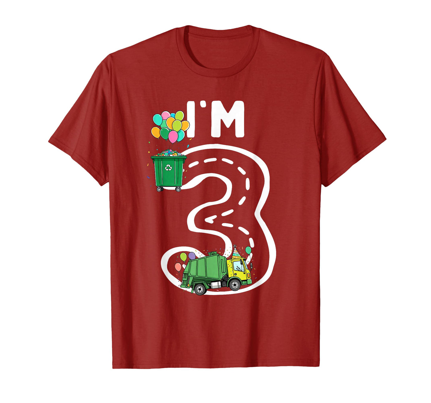 I'm 3 Three Years Old Garbage Truck 3rd Birthday Boy Kids T-Shirt
