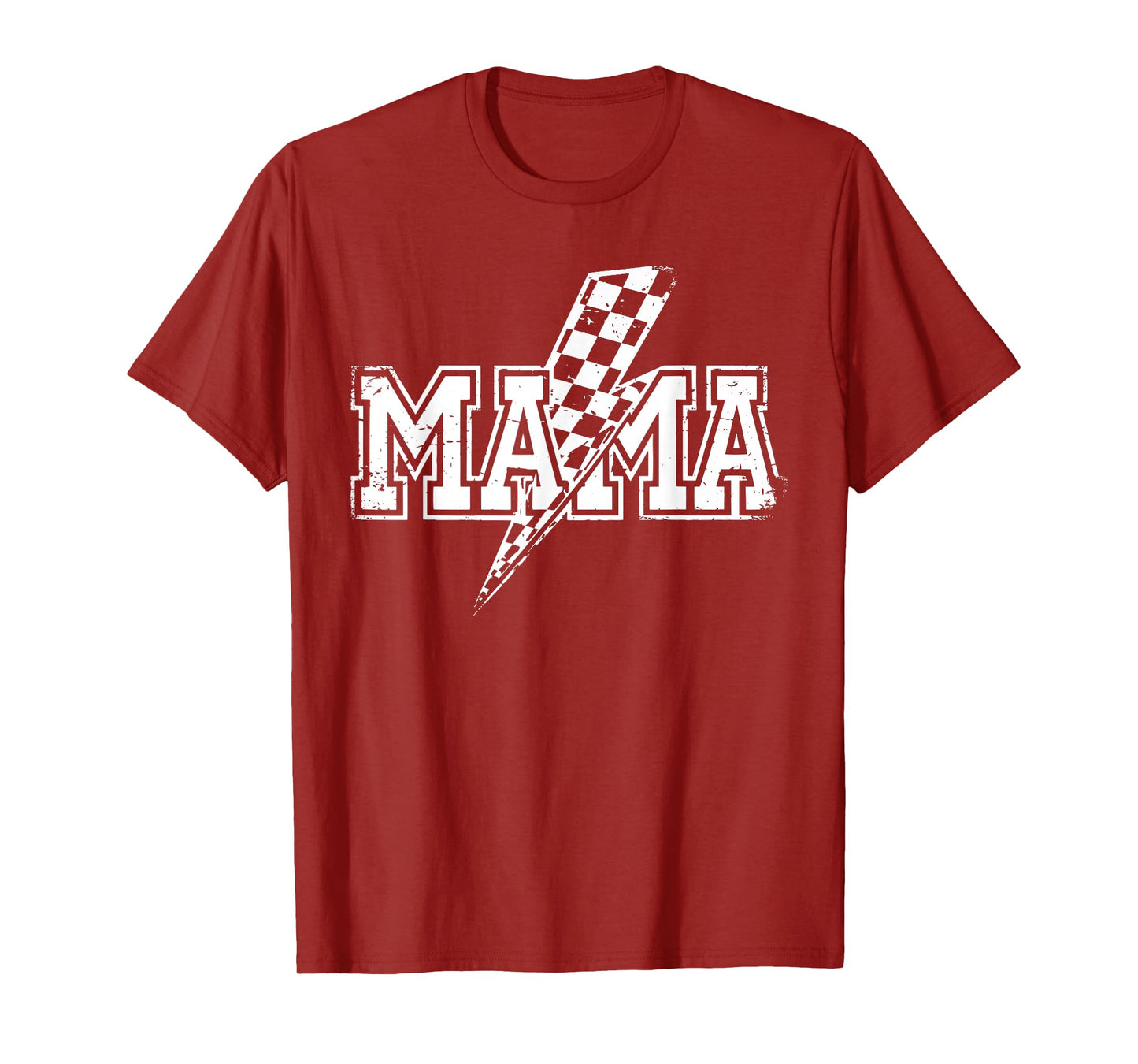 Mama Lightning Bolt Checkered Varsity Mom Women Mother's Day T-Shirt