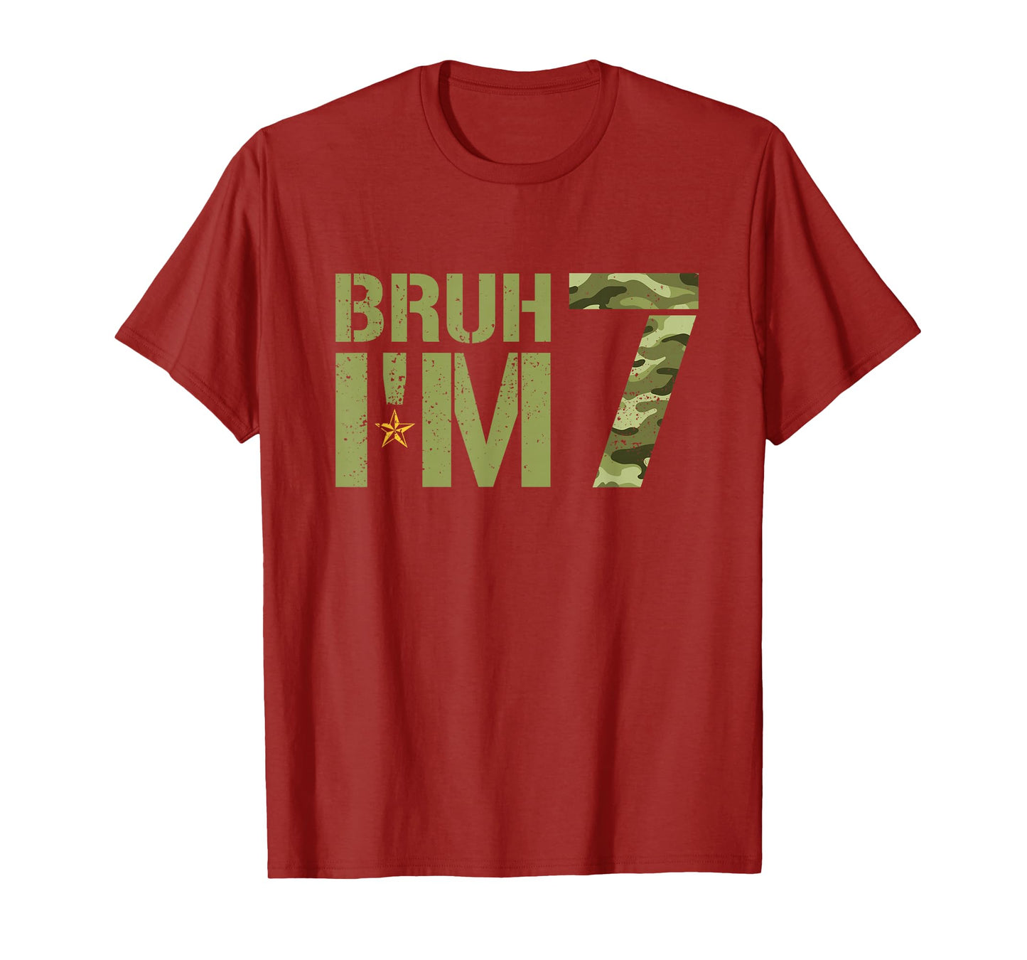 Bruh It's My 7th Birthday I'm 7 Birthday Retro Camo T-Shirt