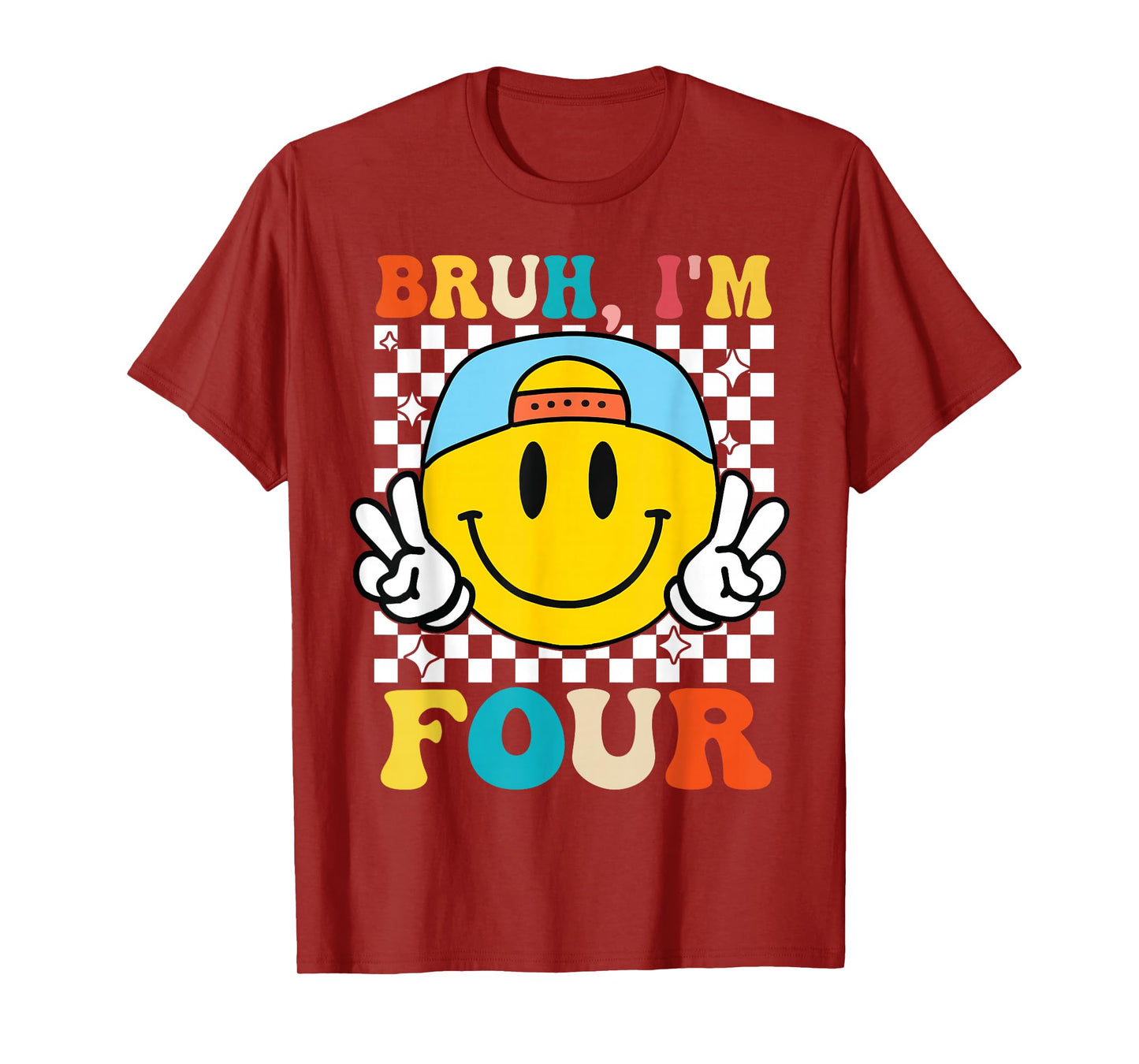 Bruh I'm Four 4 4th Birthday Groovy Boys Girls 4 Years Old T-Shirt