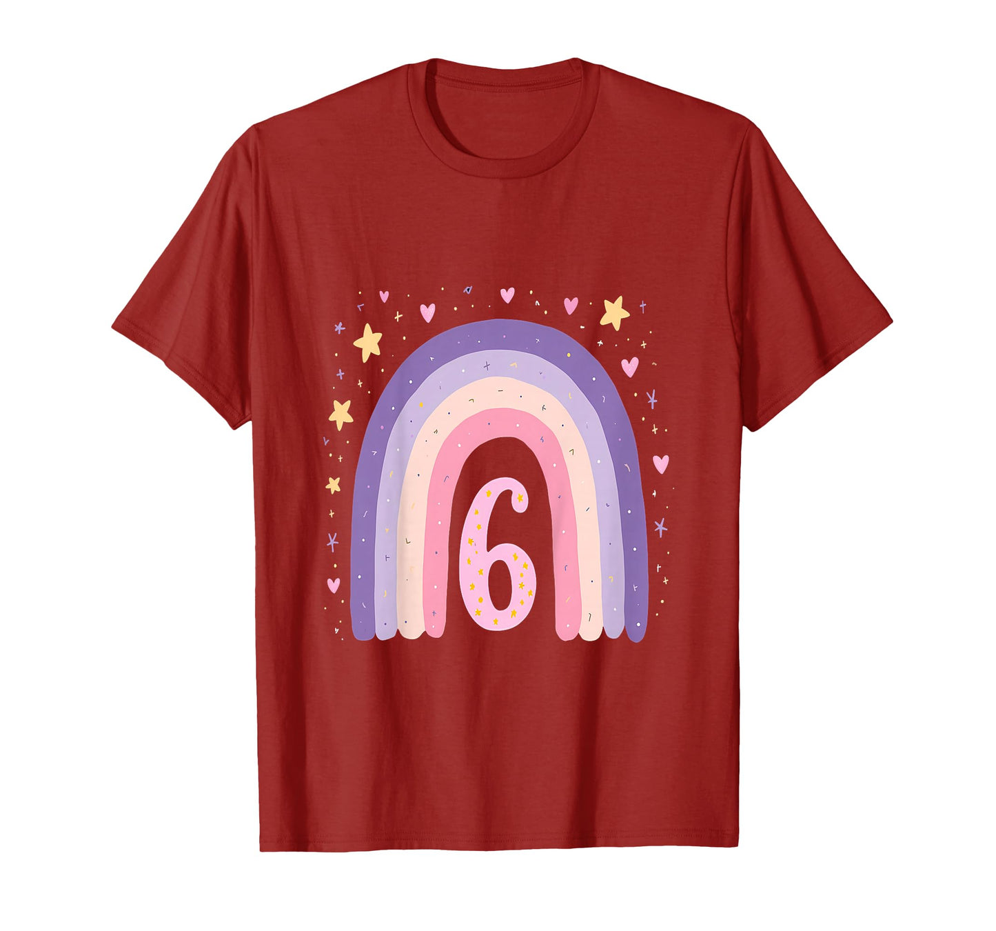 Cute Pastel Rainbow 6th Birthday Girl Kids Party T-Shirt