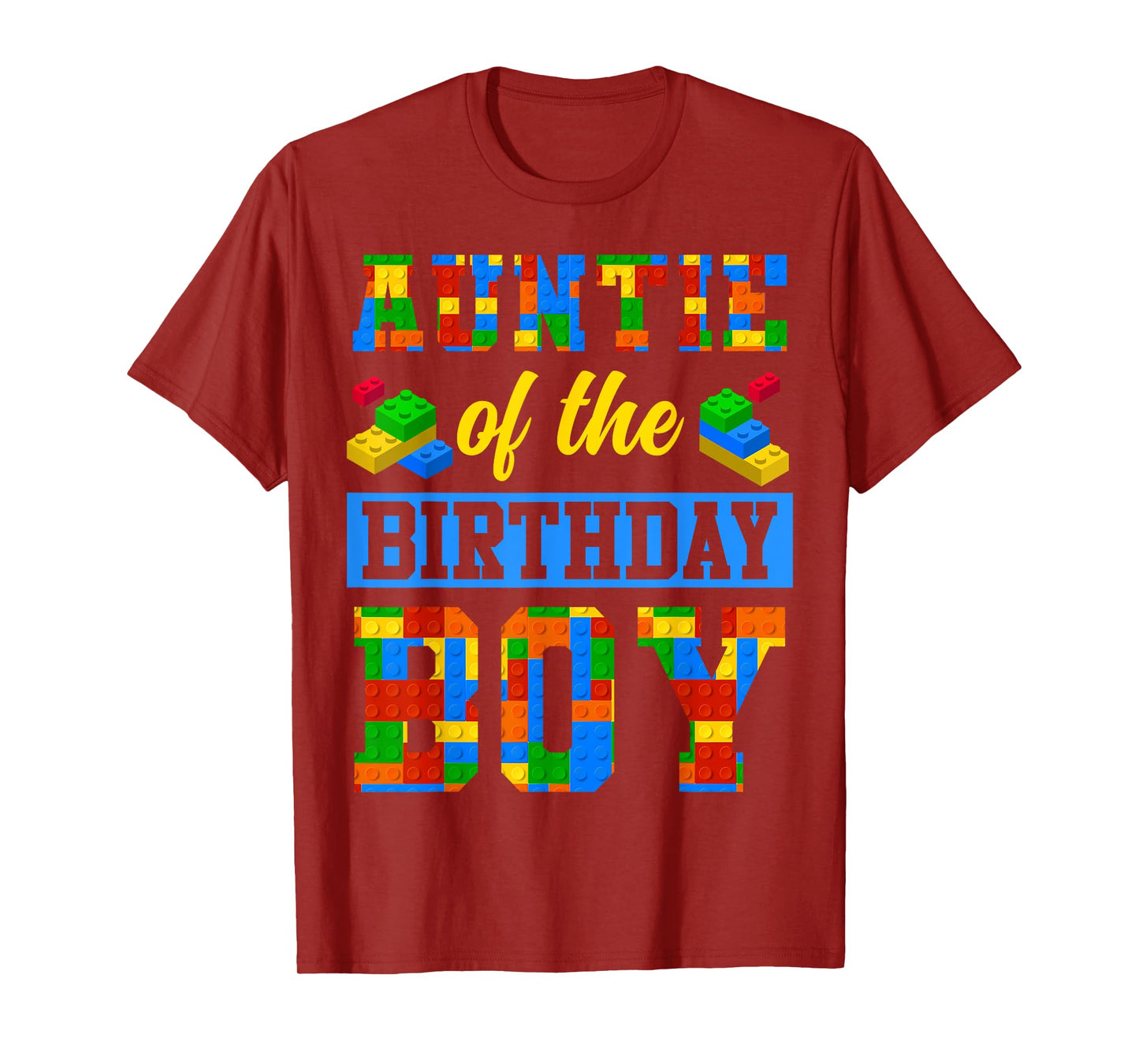 Auntie Of The Birthday Boy Building Block Bday Party T-Shirt