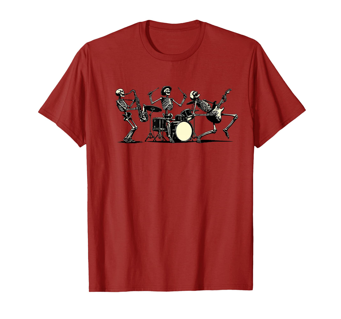 Retro Rock Music Skeleton Funny Vintage Skeleton Band Music T-Shirt
