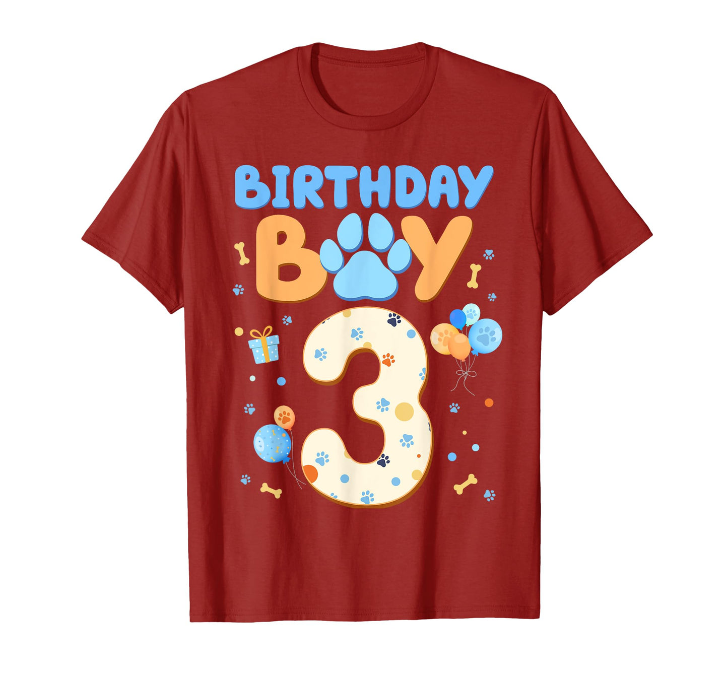 3nd Birthday Boy Blue Dog Theme Party two Cool 3 Year Old T-Shirt