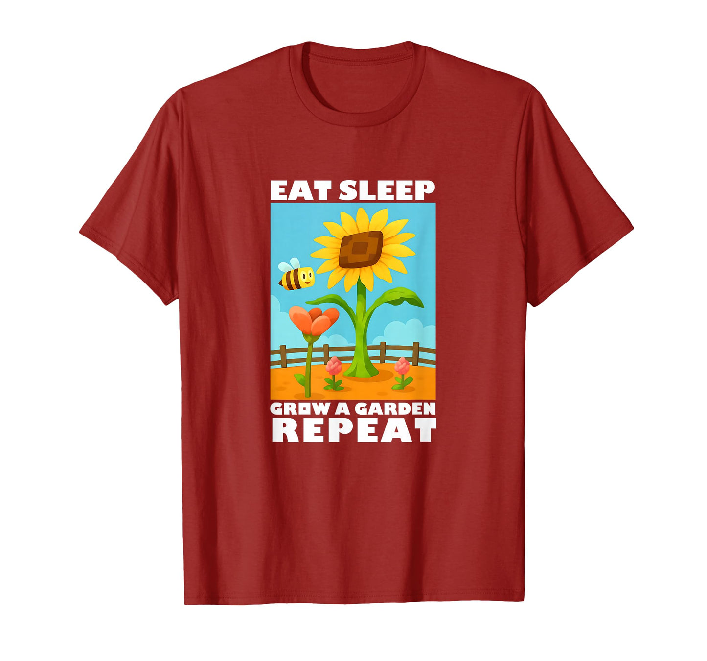 Eat Sleep Grow a Garden Repeat Gamer Style T-Shirt