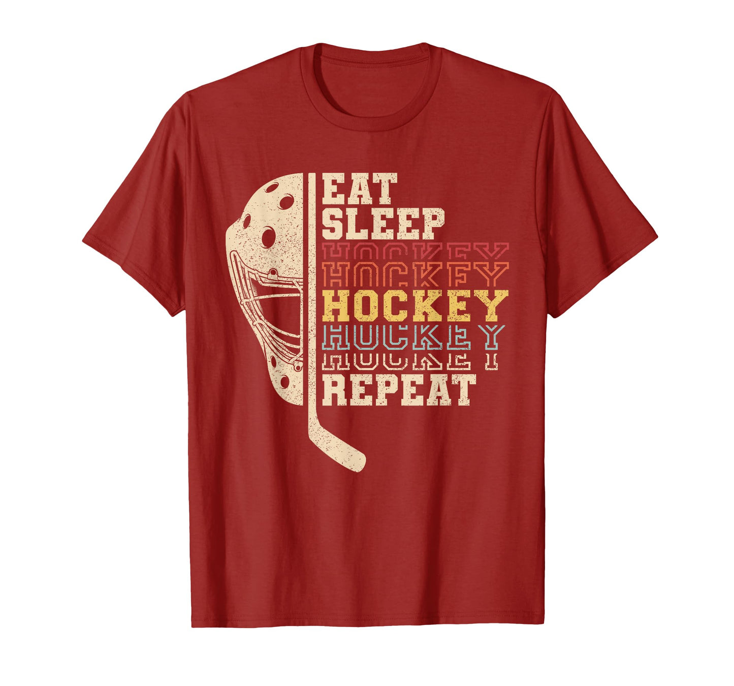 Eat Sleep Hockey Repeat Men Boys Kid Funny Ice Hockey Player T-Shirt