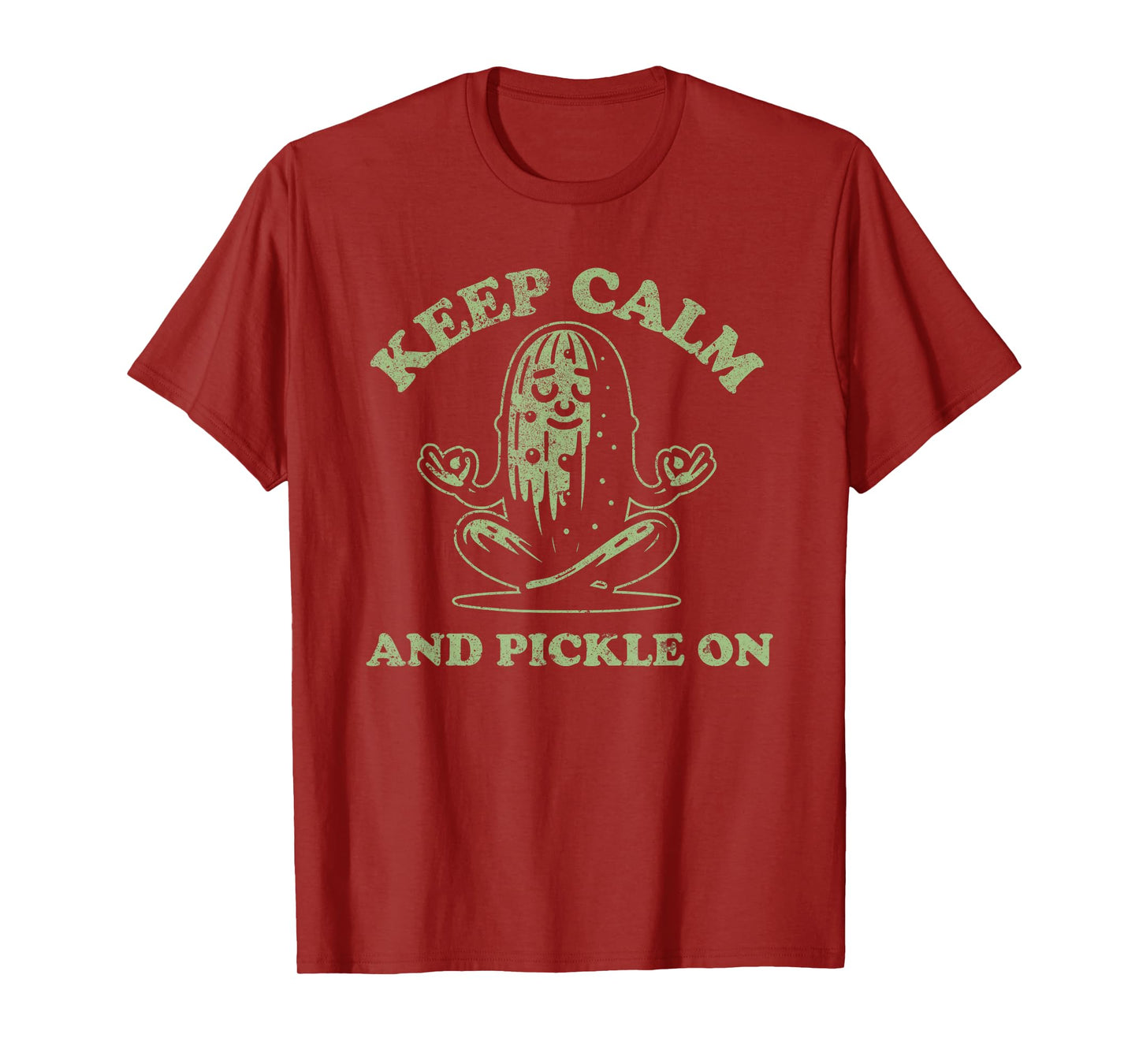 Funny Pickle Keep Calm Meditation and Yogo Pickle Pun Meme T-Shirt