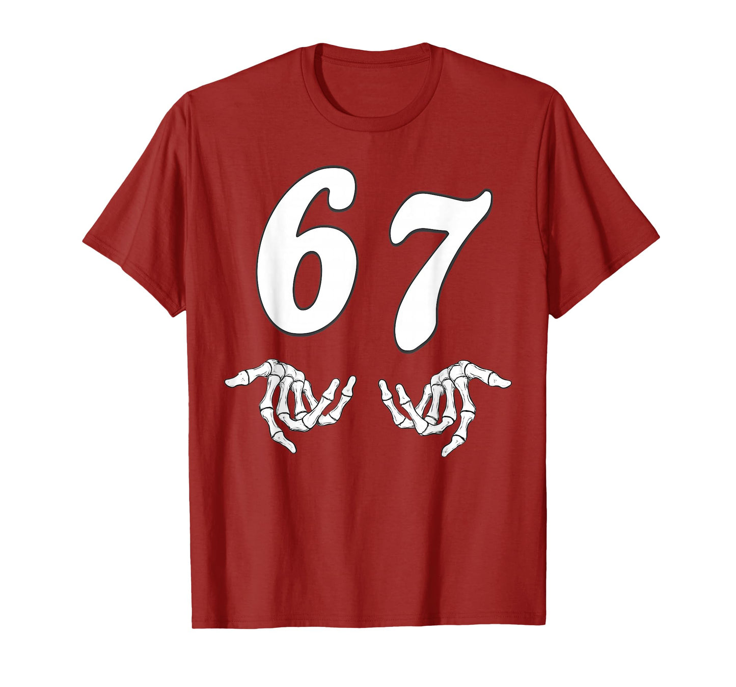 Funny Six Seven 6 7 Meme 67 Skeleton Hand Halloween Costume T-Shirt