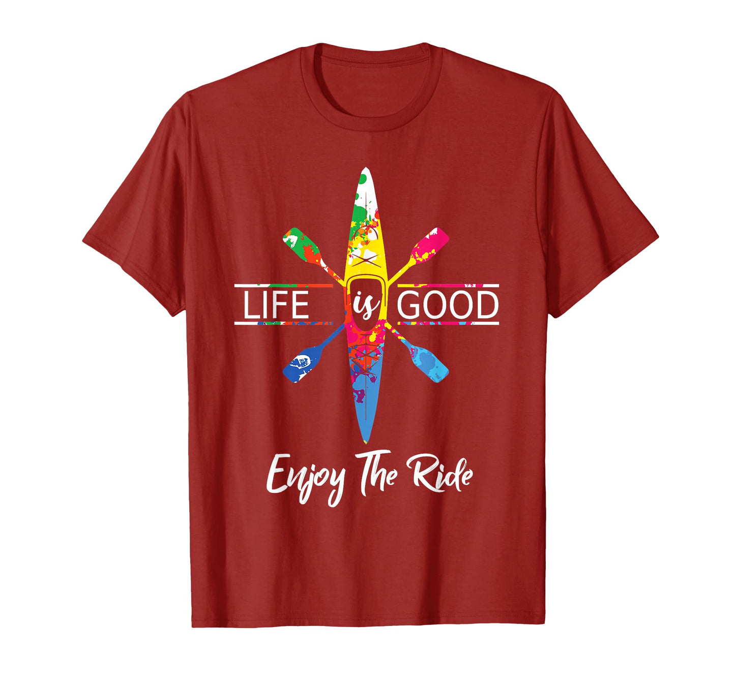 Enjoy The Ride Kayak Lover Watercolor Rainbow Kayaking T-Shirt