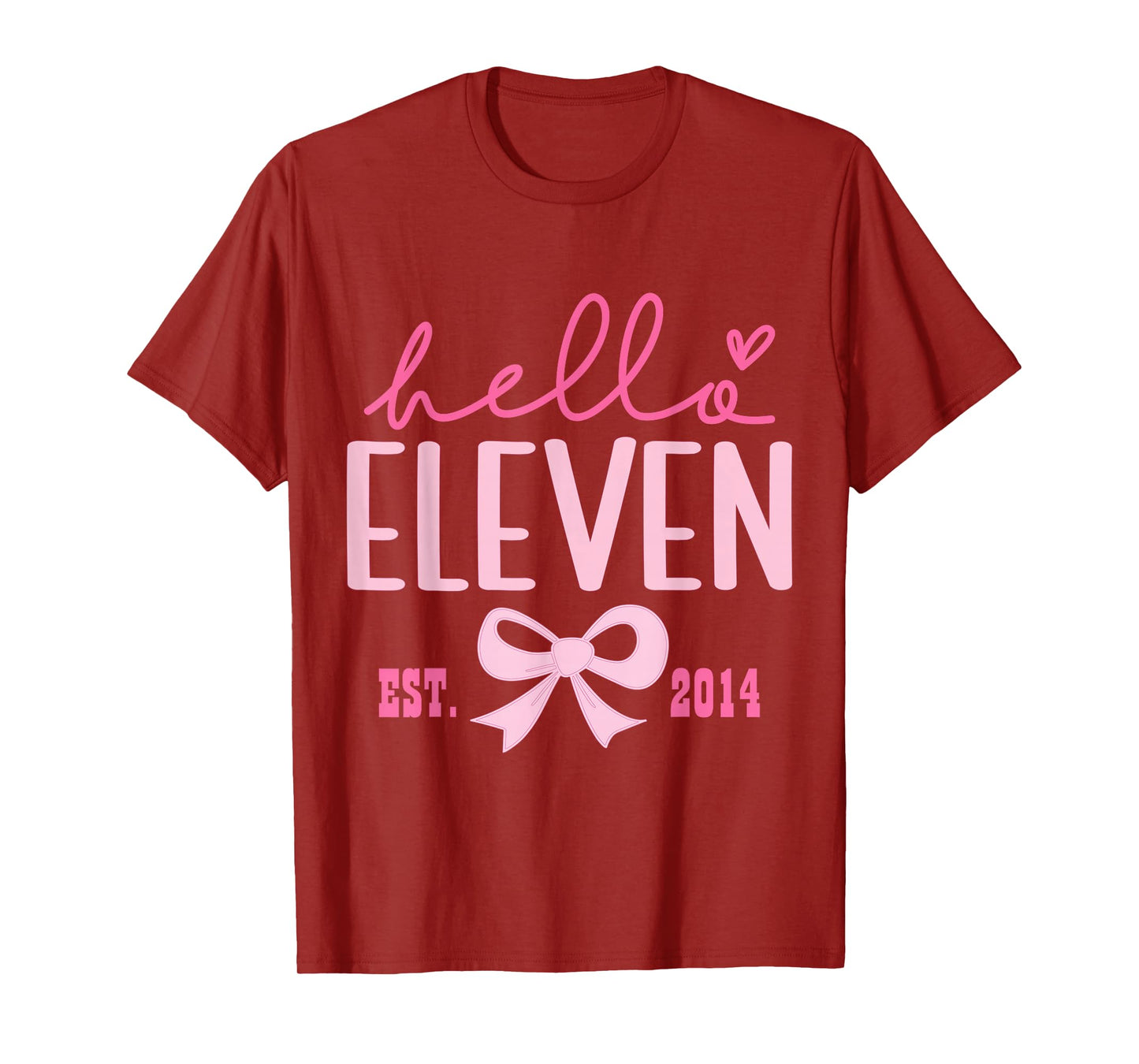 Hello Eleven Est 2014 Pink Coquette Happy 11th Birthday Girl T-Shirt