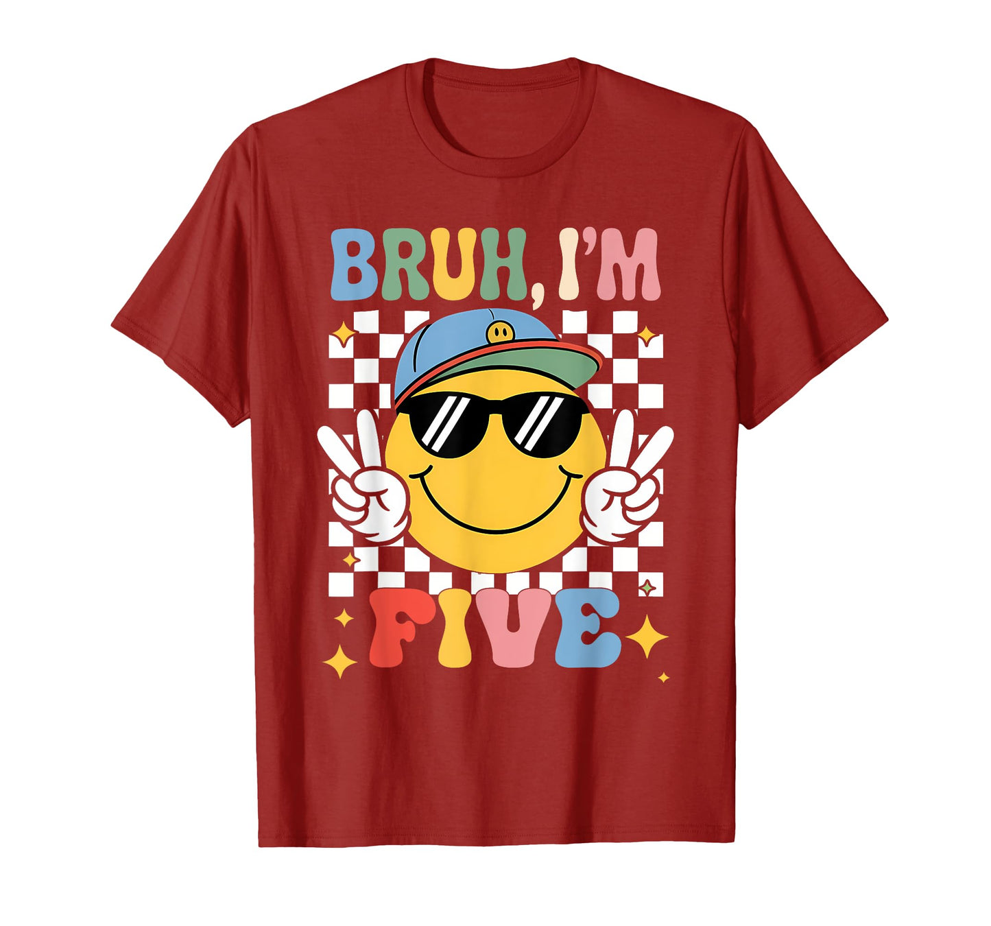 Bruh I'm Five 5 5th Birthday Groovy Boys Girls 5 Years Old T-Shirt