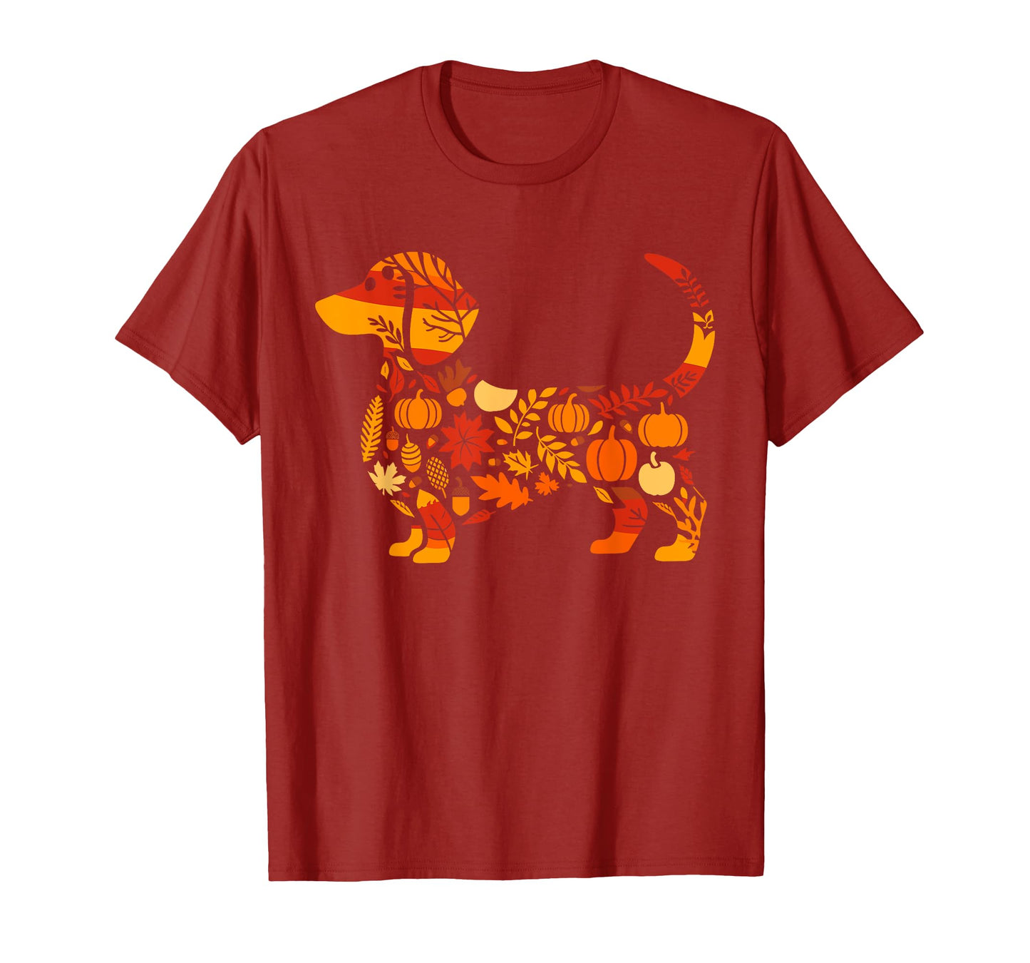 Autumn Pumpkin Fall Dachshund Thanksgiving Womens Mens Kids T-Shirt