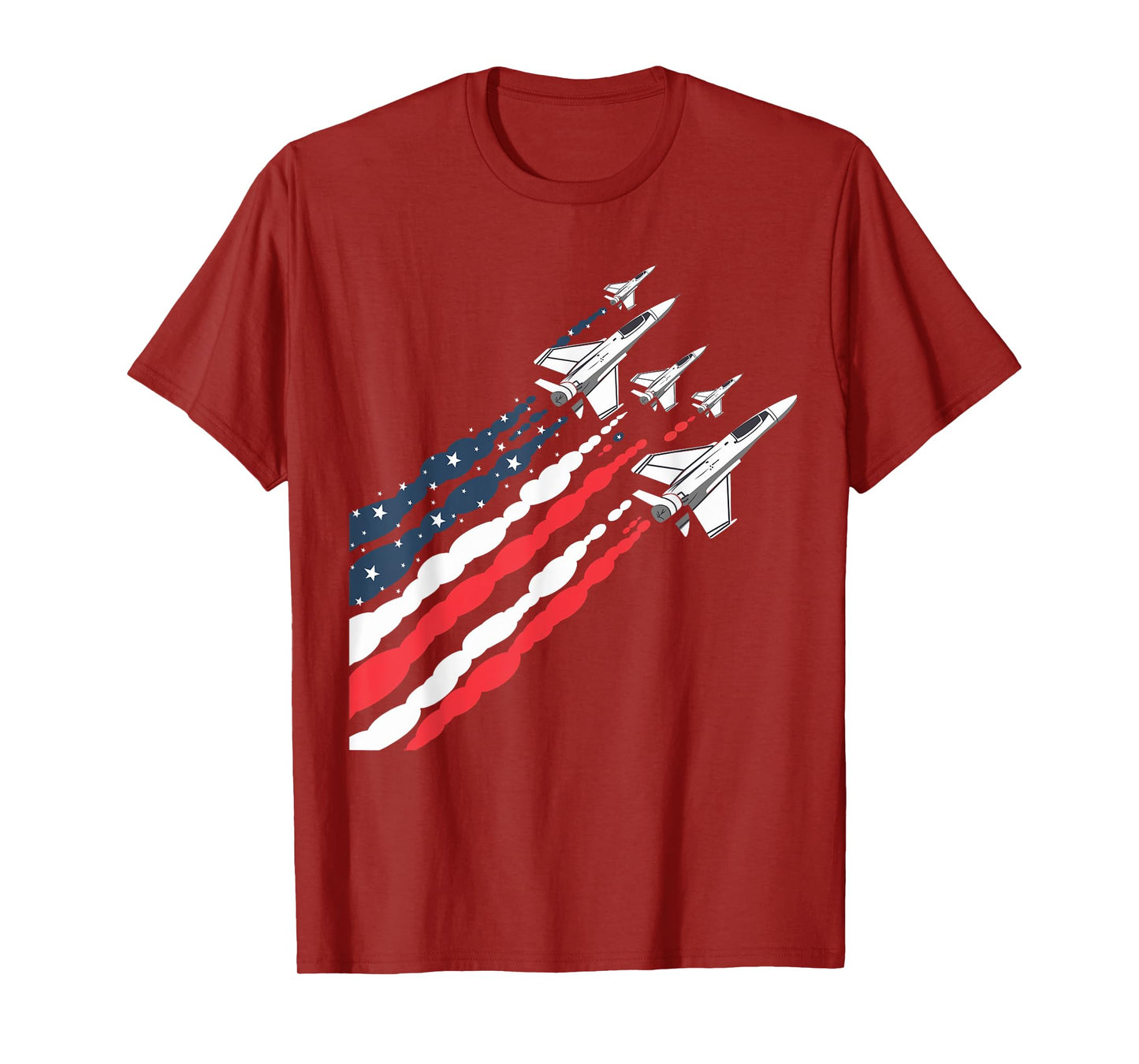 Patriotic Fighter Jet Airplane American Flag Vintage T-Shirt for Women Girls Kids Men