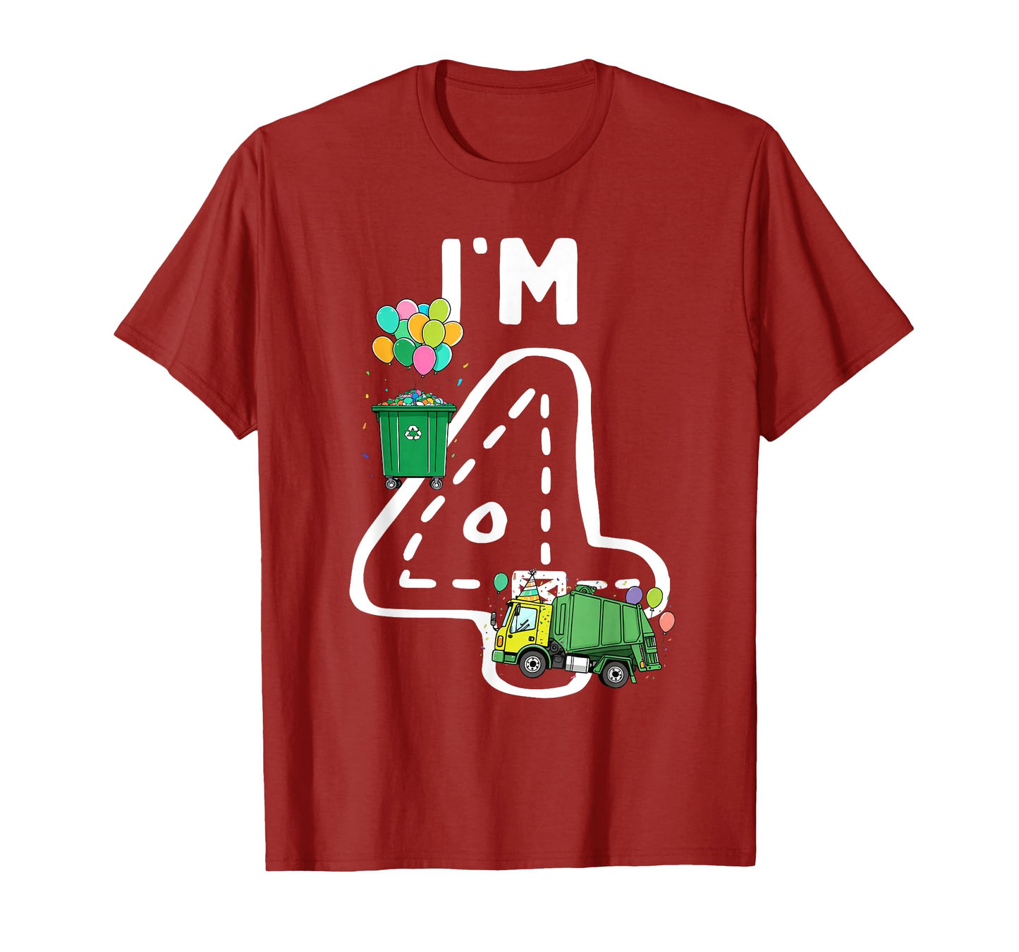I'm 4 Four Years Old Garbage Truck 4th Birthday Boy Kids T-Shirt