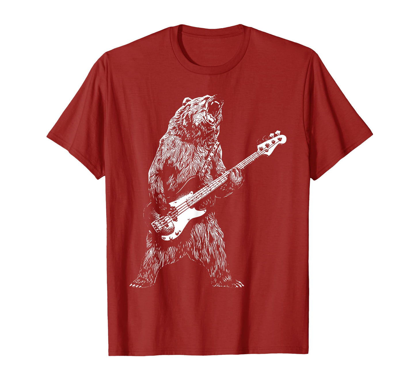 Bear Playing Bass Guitar Shirt for Men Animal Playing Guitar T-Shirt