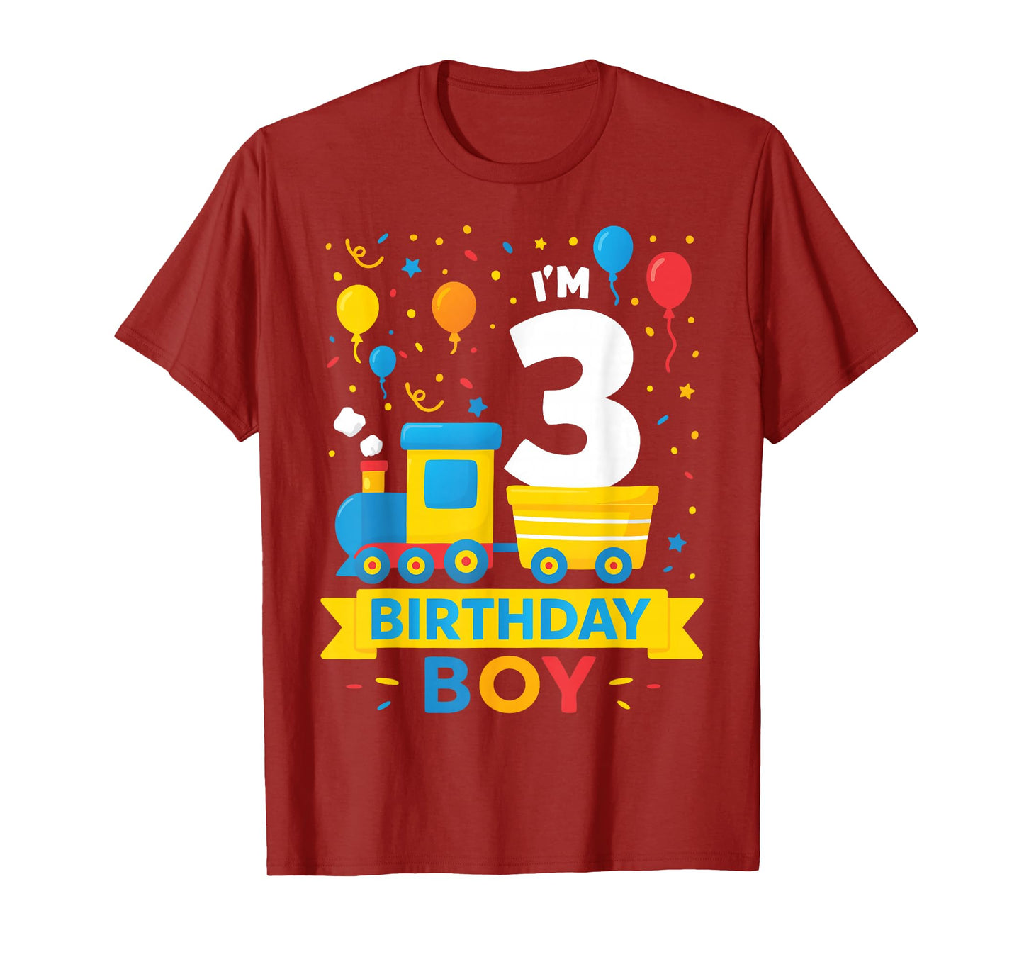 Three 3yr 3rd Kids Boys Girls Train Birthday Boy 3 Years Old T-Shirt