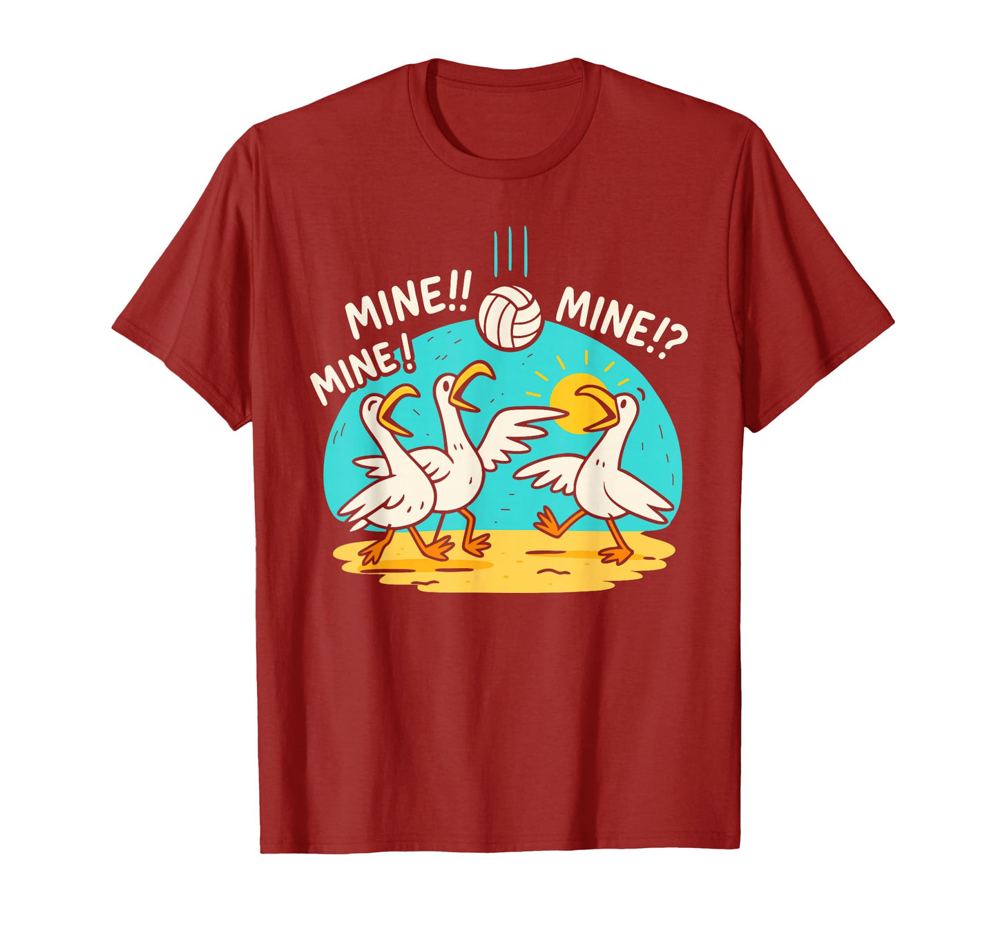 Funny Bird Playing Volleyball Mine Game Day Vibes Sports T-Shirt