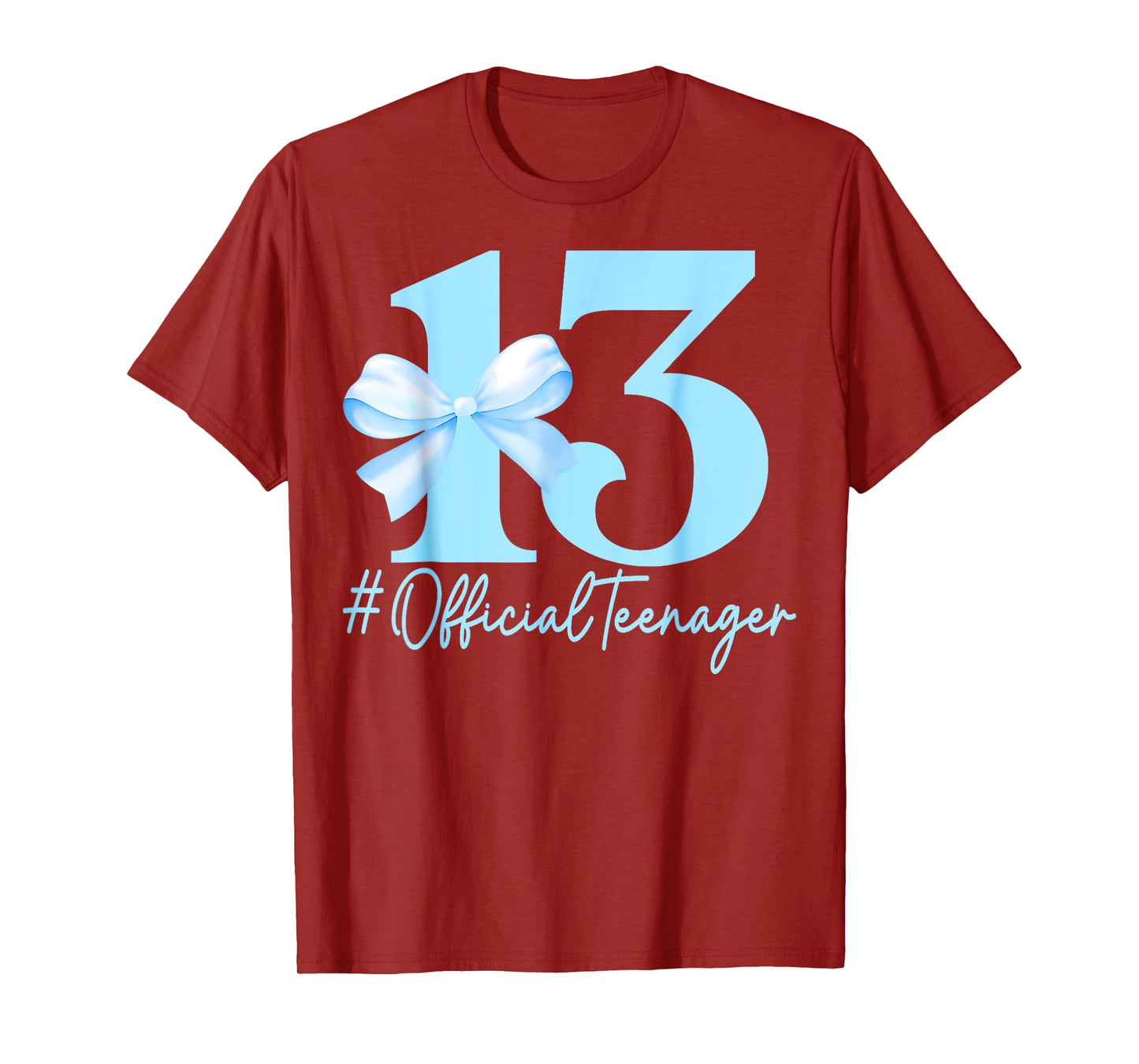 13th Birthday Girl Blue Coquette Bow Official Teenager Girls T-Shirt