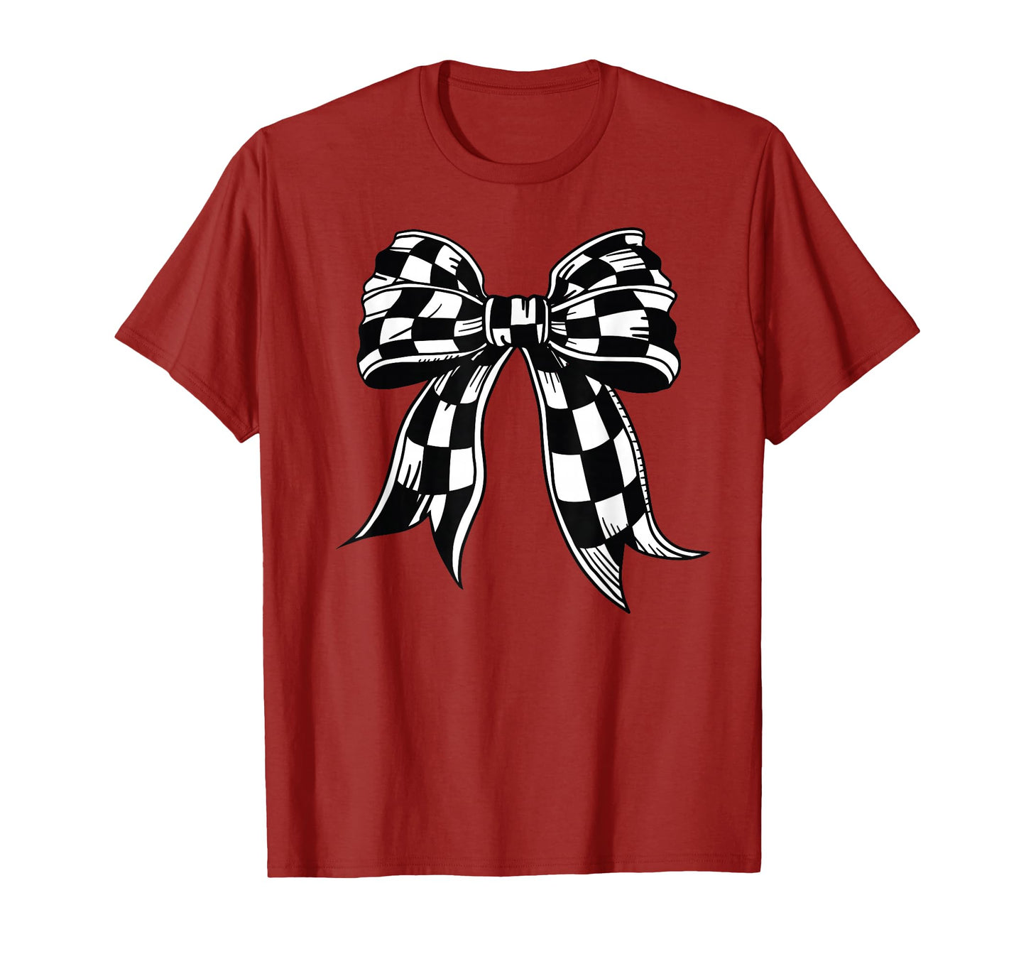 Checkered Bow Tie Flag Automobile Motor Race Car Racing team T-Shirt