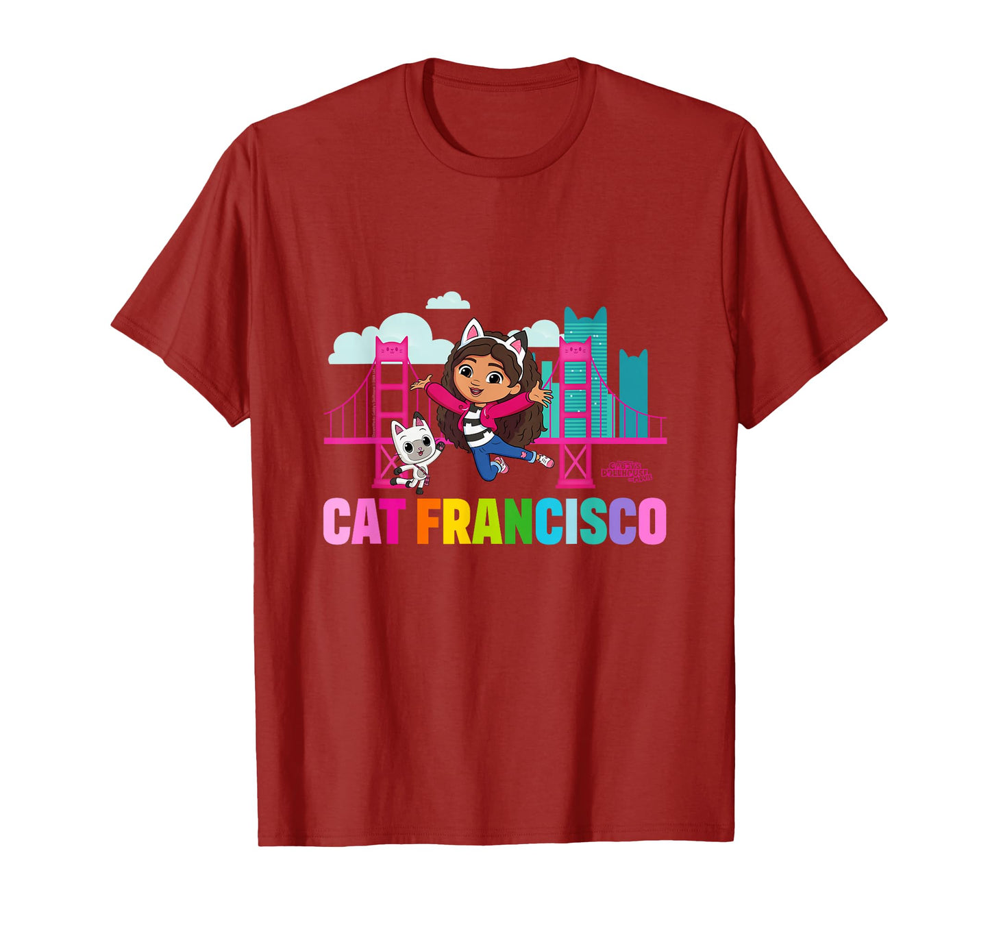 DreamWorks Gabby's Dollhouse The Movie Cat Francisco Rainbow T-Shirt