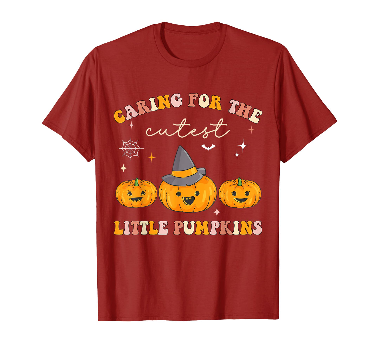 Caring For Cutest Little Pumpkins Pediatric Nurse Halloween T-Shirt