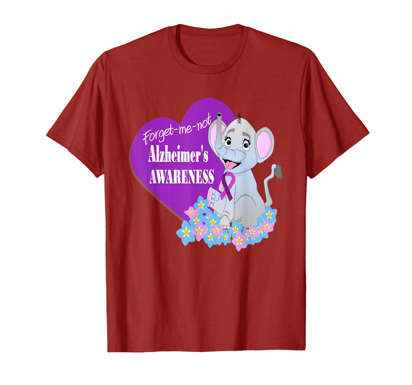 World's Alzheimer's Awareness Elephant Forget-Me-Nots Men, T-Shirt