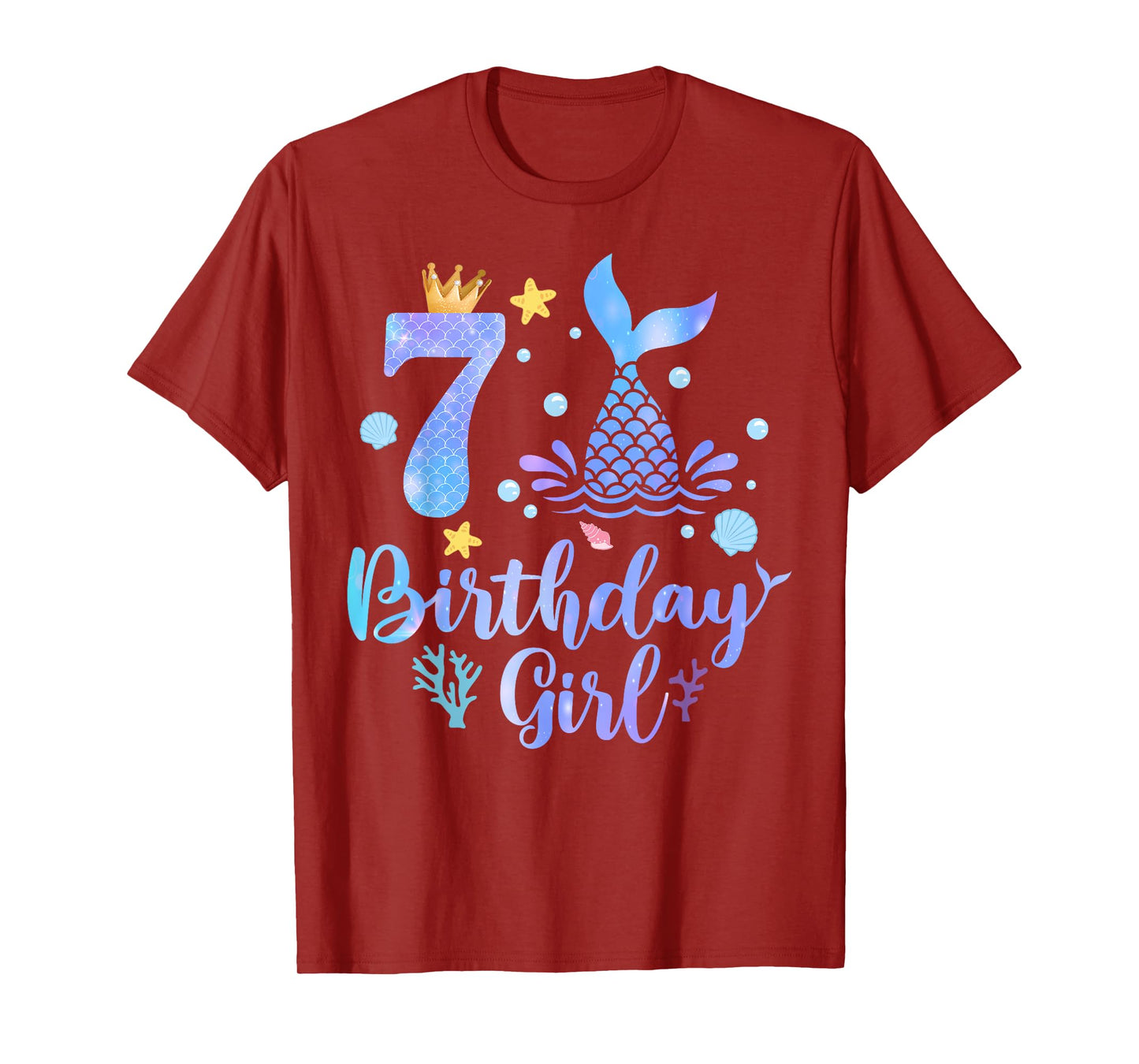 7th Birthday Girl Mermaid 7 Year Old Its My Birthday Girl T-Shirt