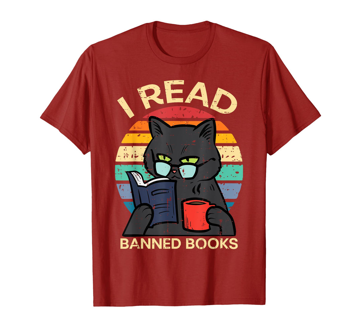 Black Cat Banned Books Funny Read Reading Librarian Women T-Shirt
