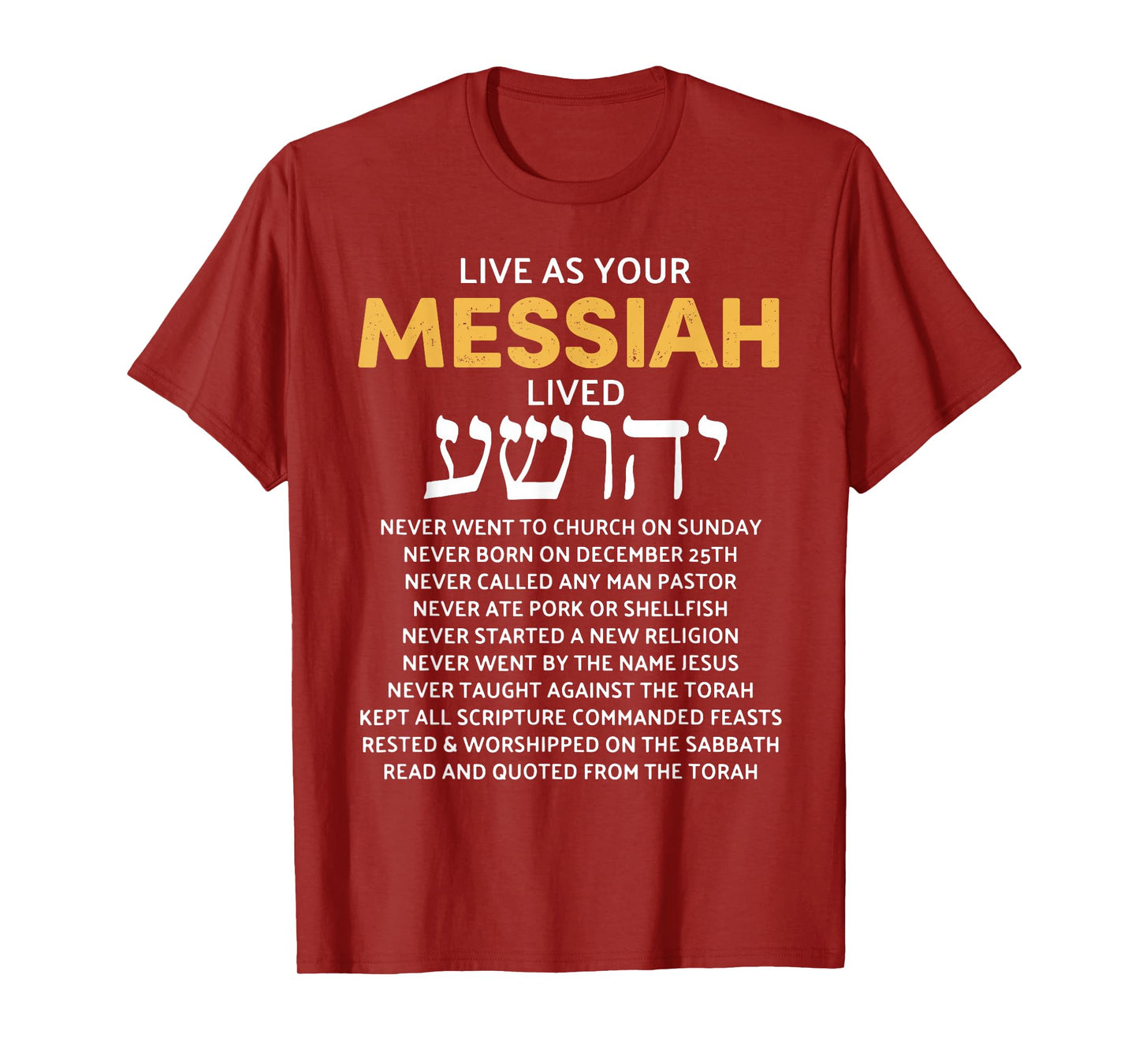 Live As Your Jewish Messiah Proud Messianic Hebrew Roots T-Shirt