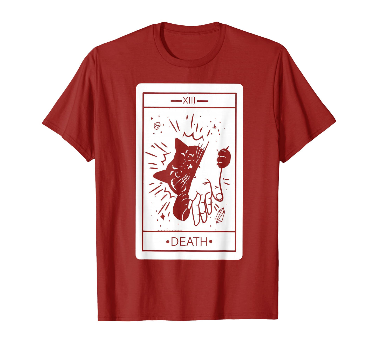 Black Cat Tarot Death Halloween Witchy Cat Lover Men Women T-Shirt