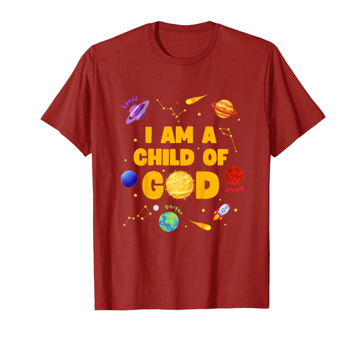 I Am A Child of God Christian Space Kids T-Shirt